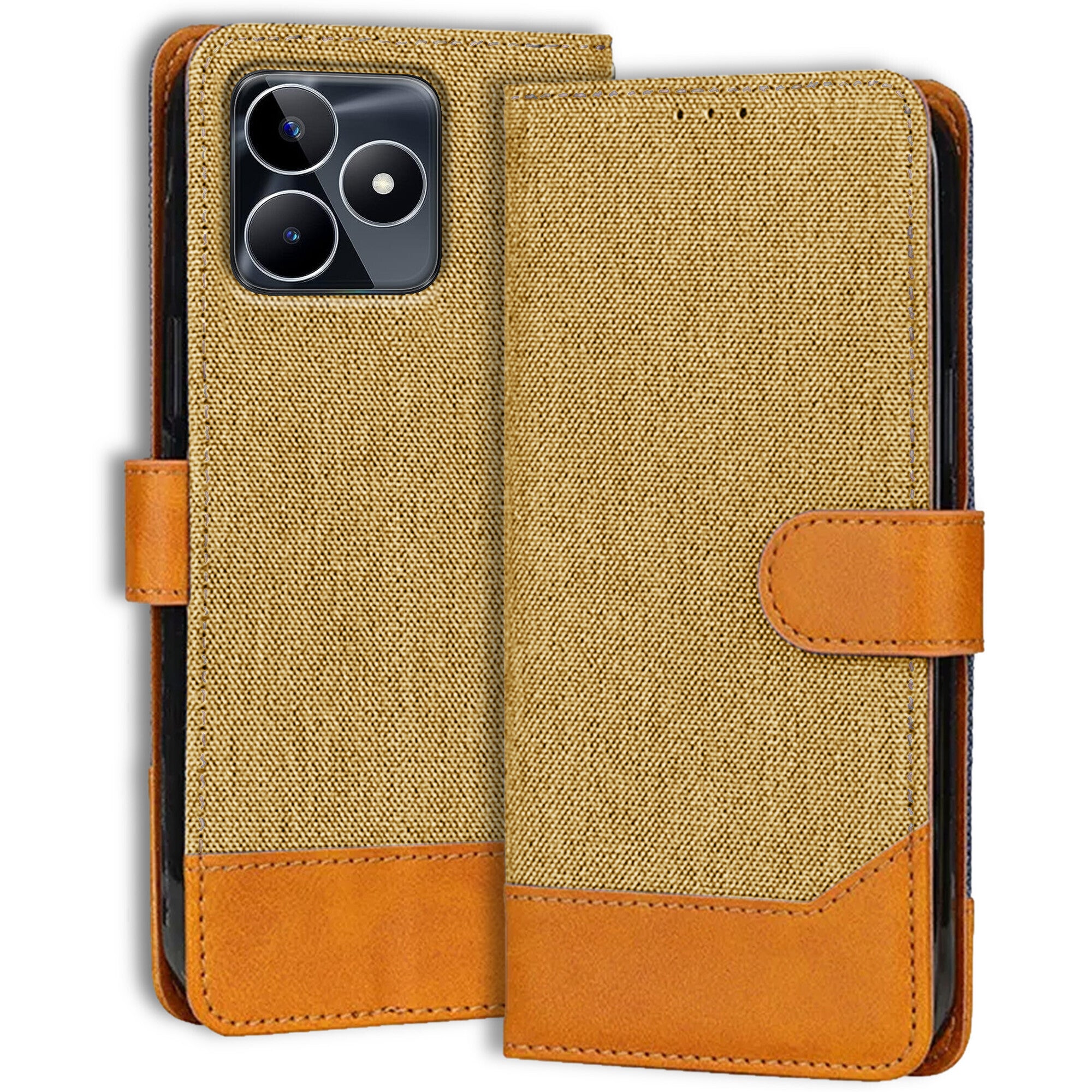 Accesorios Realme Narzo N53 5G denim flip cover – Light Brown – Image 1 #color_light brown