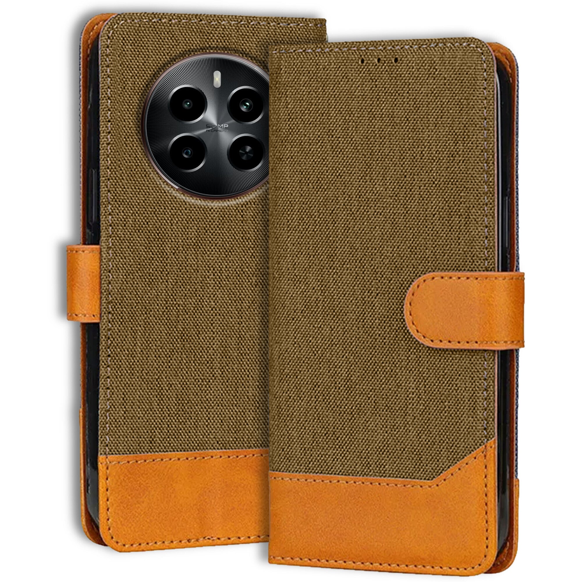 Accesorios Realme P1 5G denim flip cover – Dark Brown – Image 1 #color_dark brown