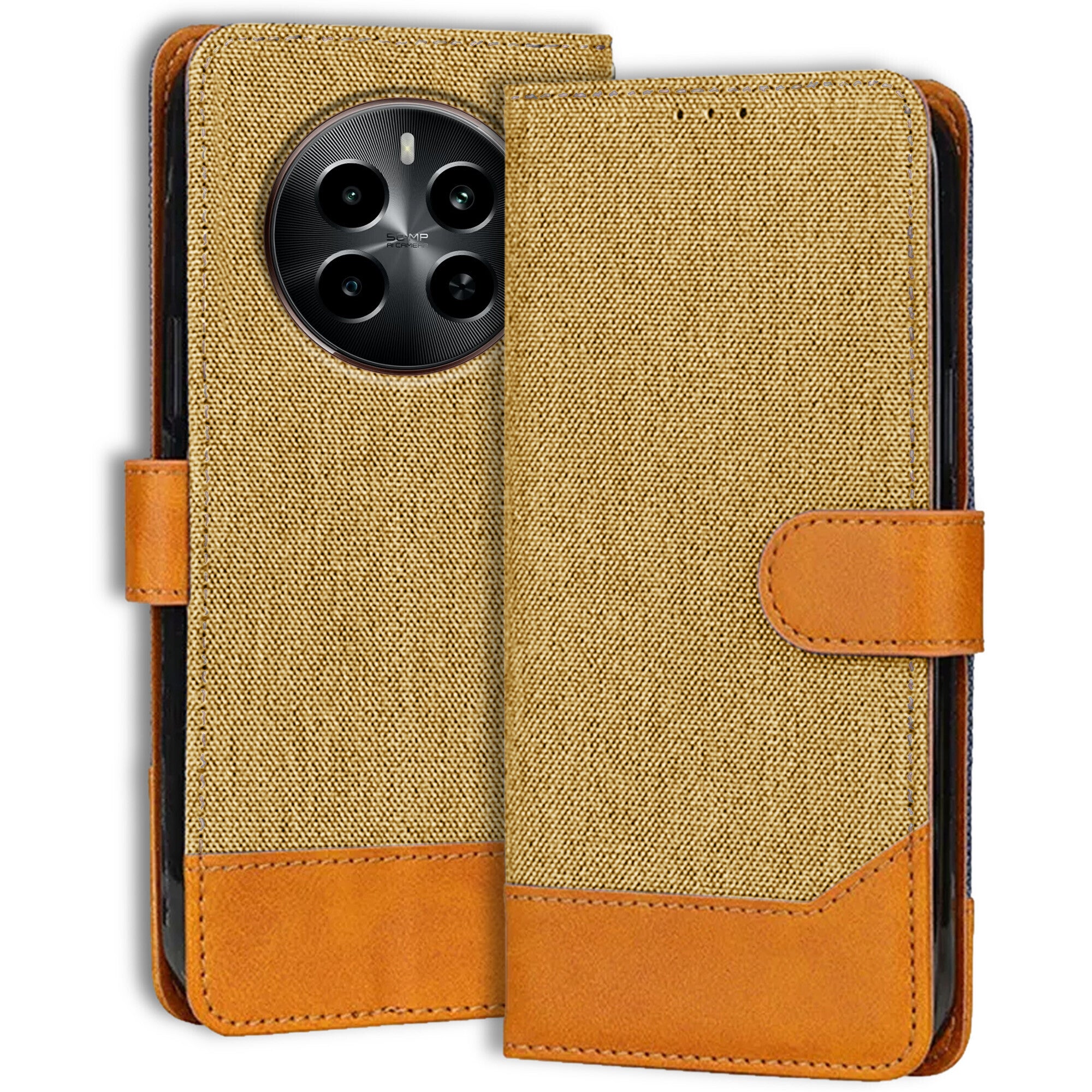 Accesorios Realme P1 5G denim flip cover – Light Brown – Image 1 #color_light brown