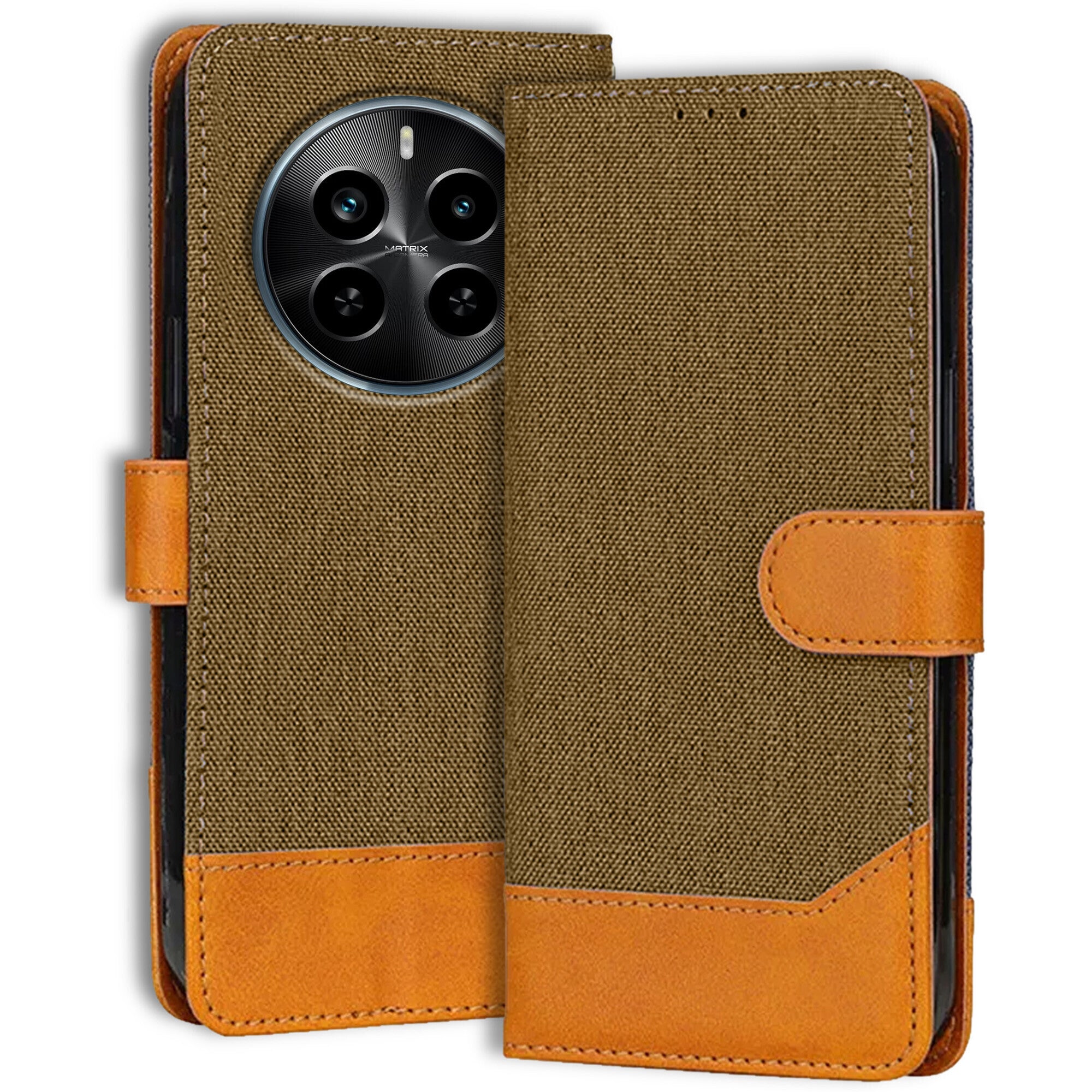 Accesorios Realme P1 Pro 5G denim flip cover – Dark Brown – Image 1 #color_dark brown