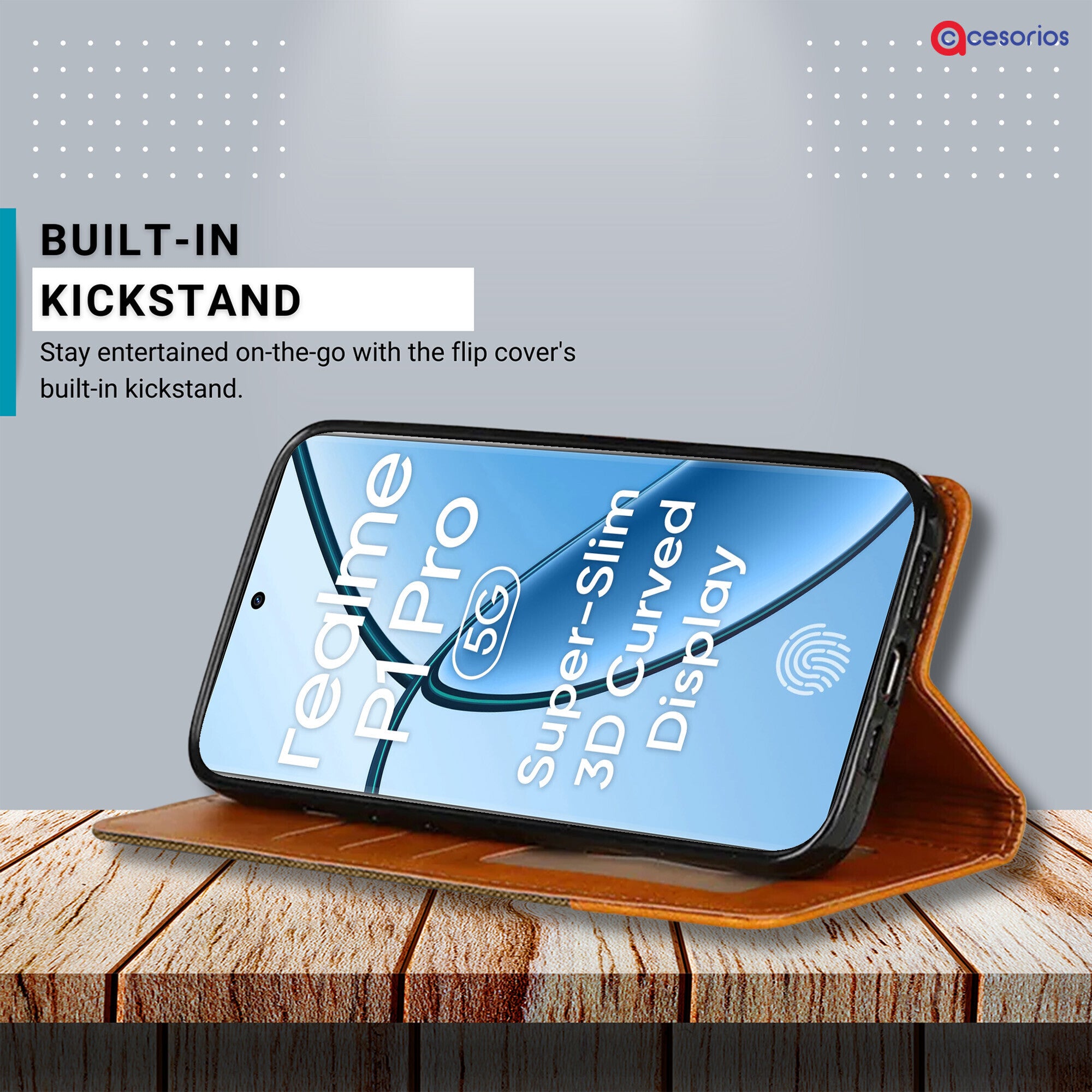 Accesorios Realme P1 Pro 5G denim flip cover – Dark Brown – Image 4 #color_dark brown