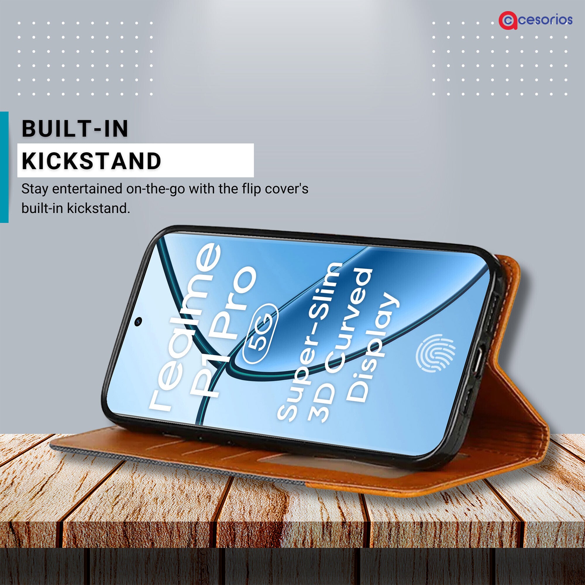 Accesorios Realme P1 Pro 5G denim flip cover – Grey – Image 4 #color_grey