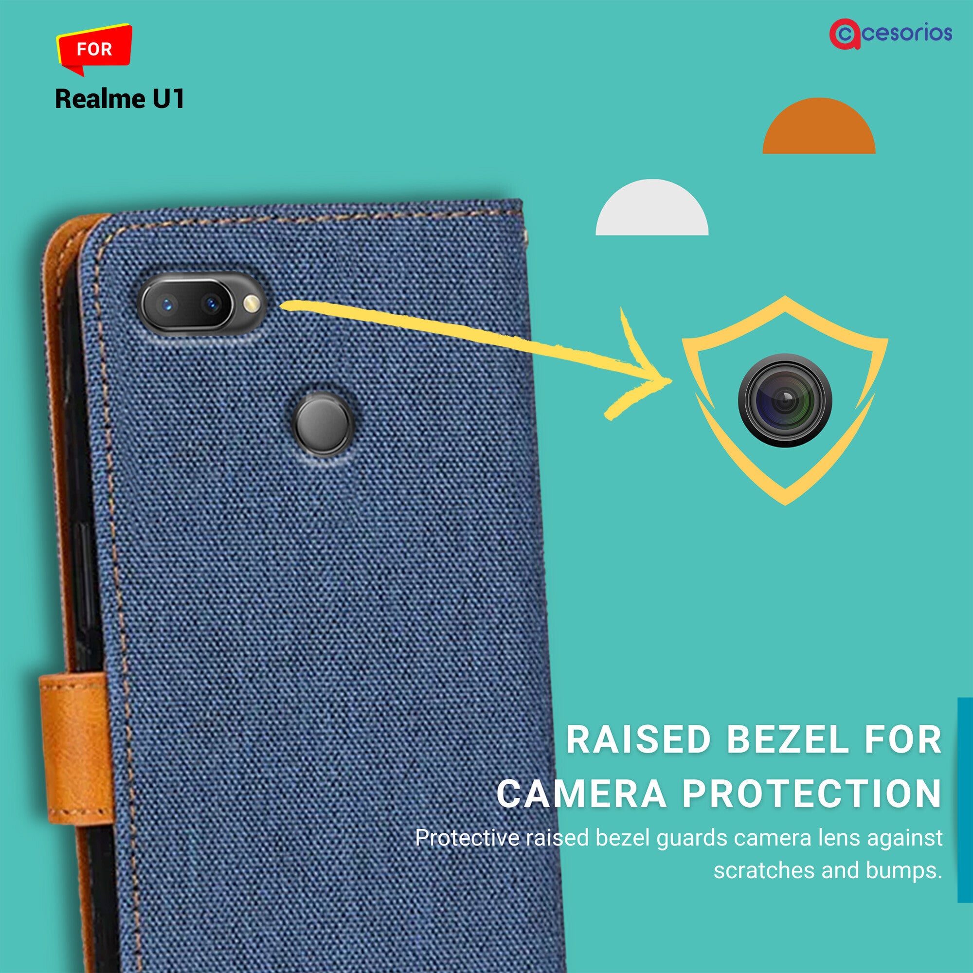 Accesorios Realme U1 denim flip cover – Blue – Image 2 #color_blue