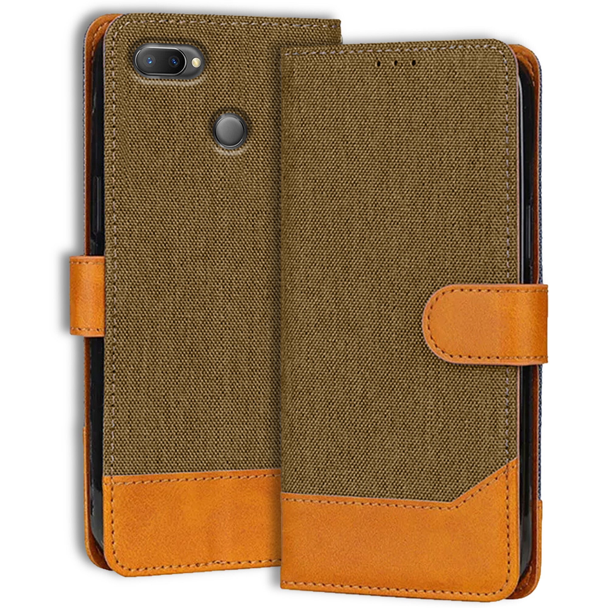 Accesorios Realme U1 denim flip cover – Dark Brown – Image 1 #color_dark brown