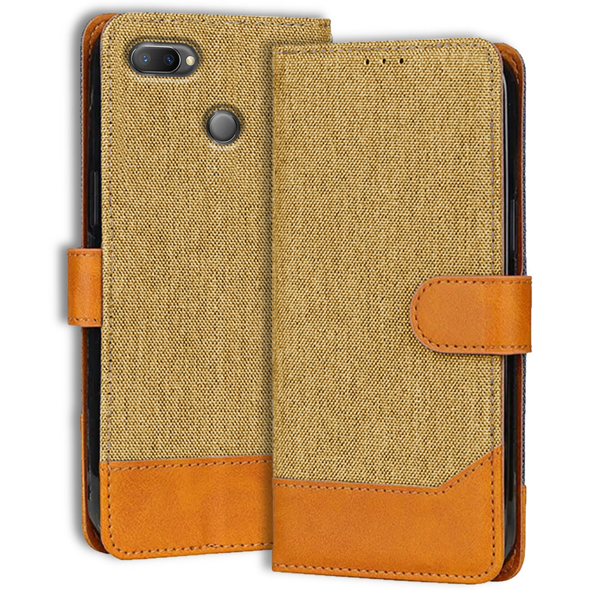 Accesorios Realme U1 denim flip cover – Light Brown – Image 1 #color_light brown