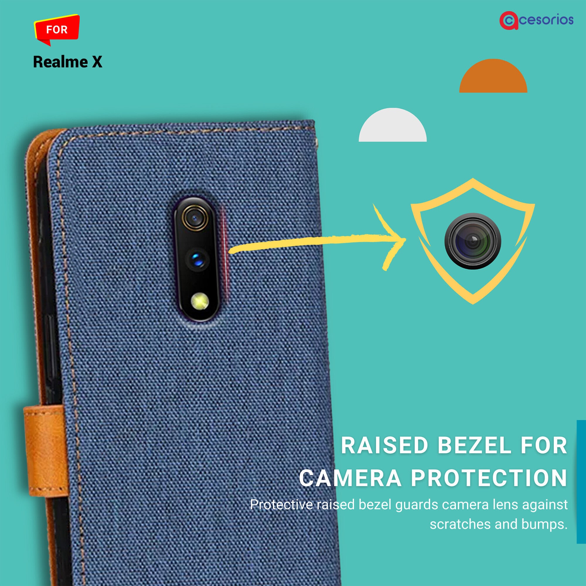 Accesorios Realme X denim flip cover – Blue – Image 2 #color_blue