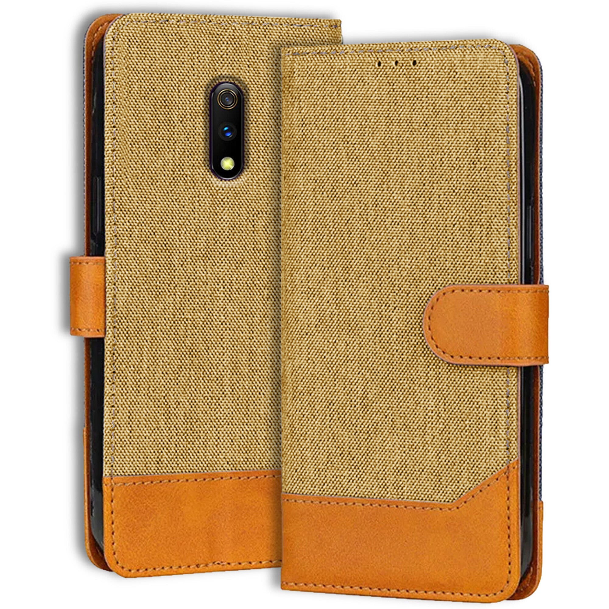 Accesorios Realme X denim flip cover – Light Brown – Image 1 #color_light brown