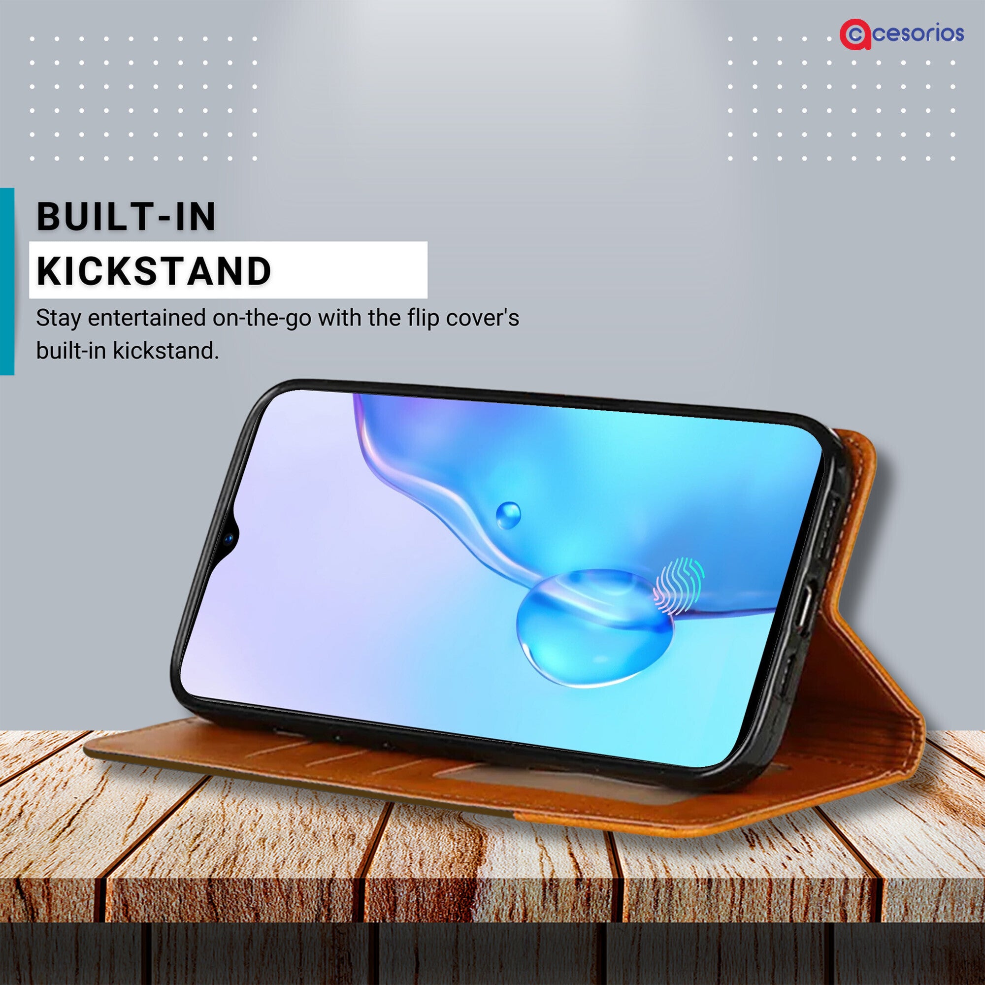 Accesorios Realme X2 denim flip cover – Dark Brown – Image 4 #color_dark brown