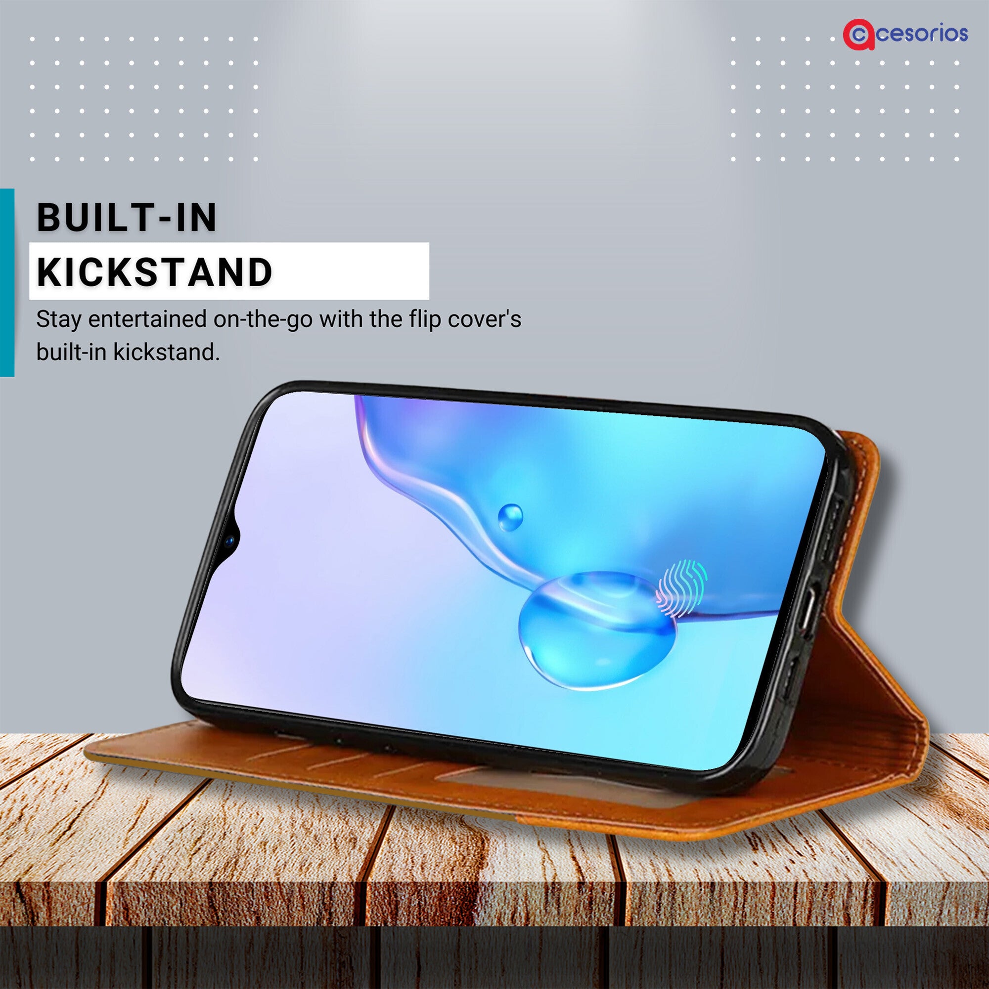 Accesorios Realme X2 denim flip cover – Light Brown – Image 4 #color_light brown
