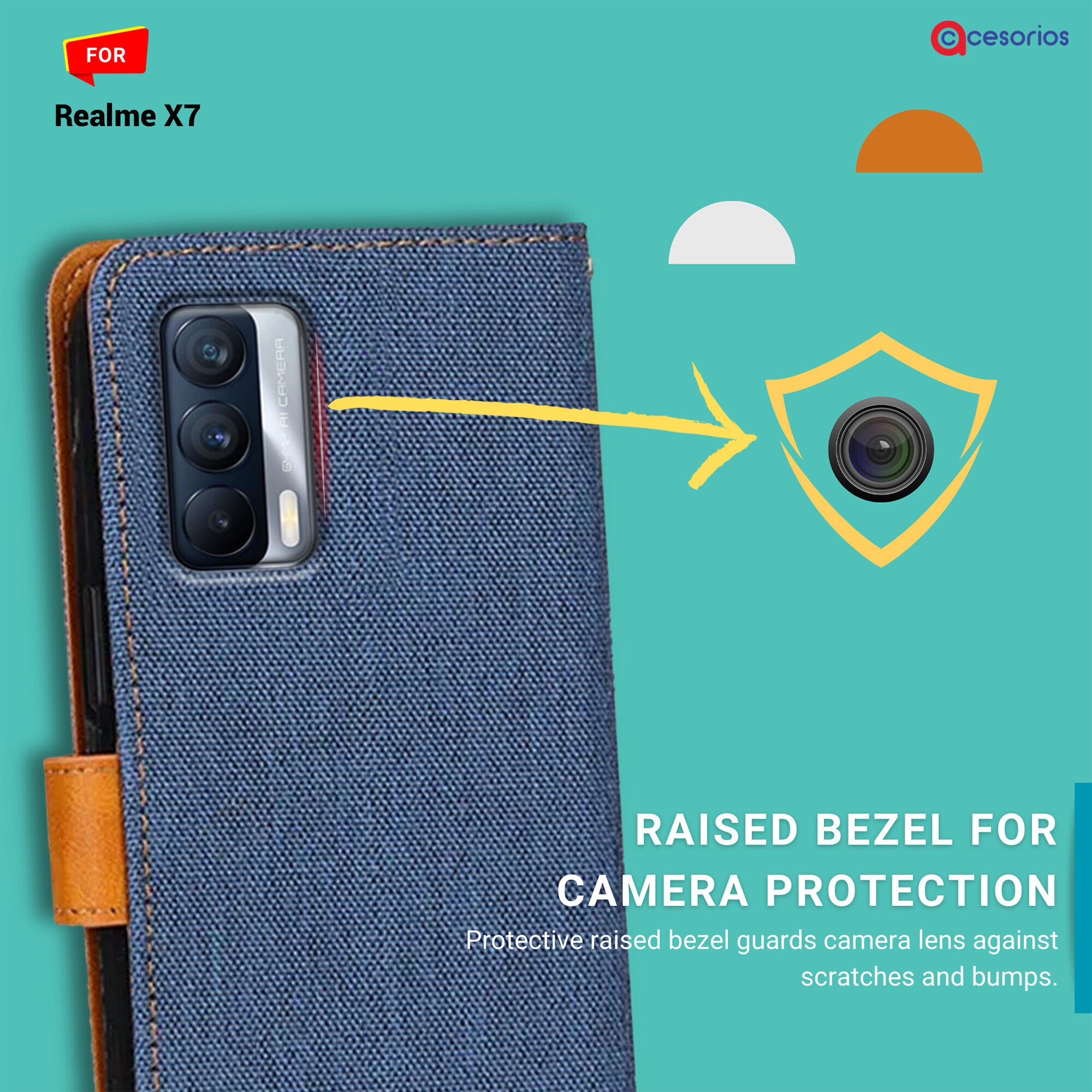 Accesorios Realme X7 denim flip cover – Blue – Image 2 #color_blue
