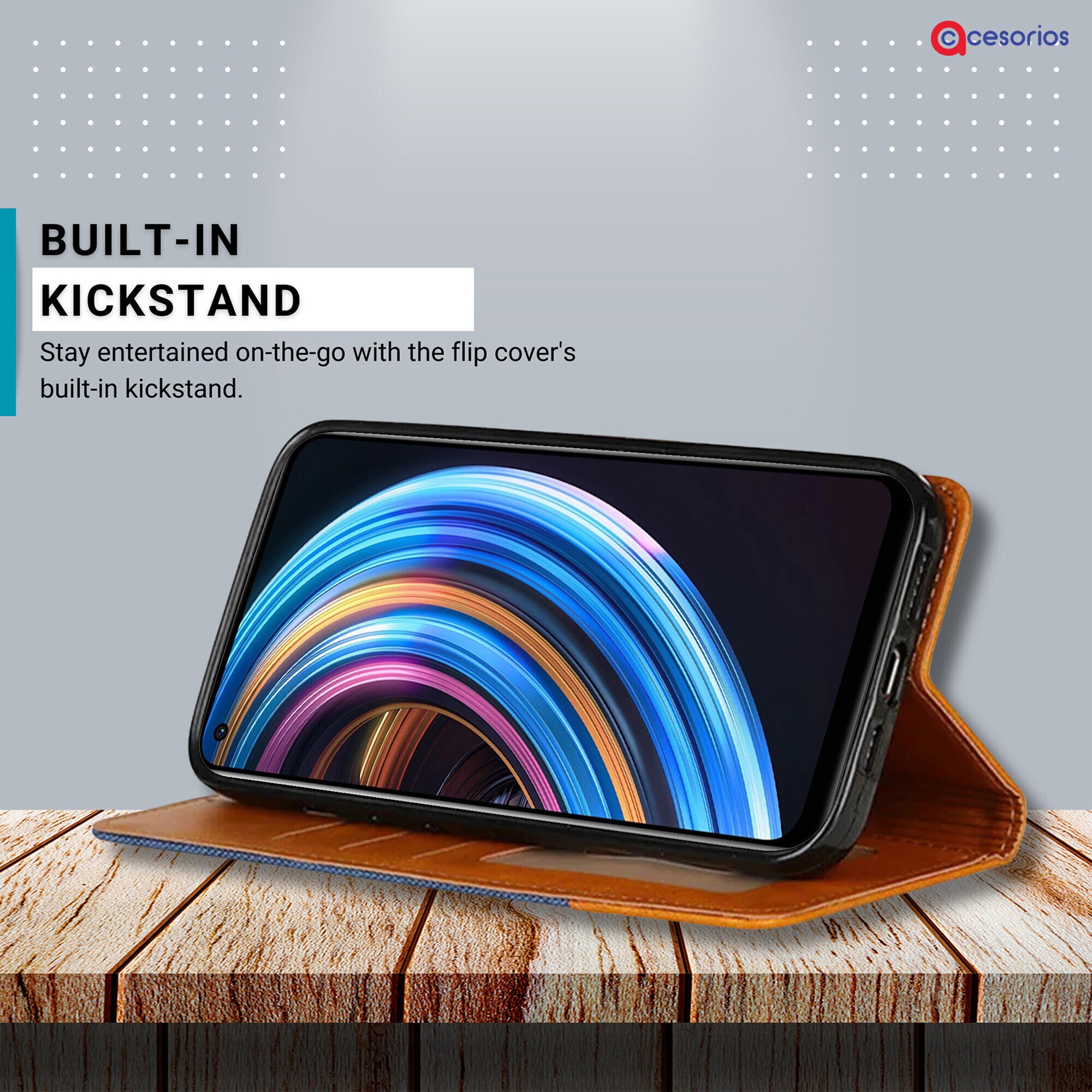 Accesorios Realme X7 denim flip cover – Blue – Image 4 #color_blue
