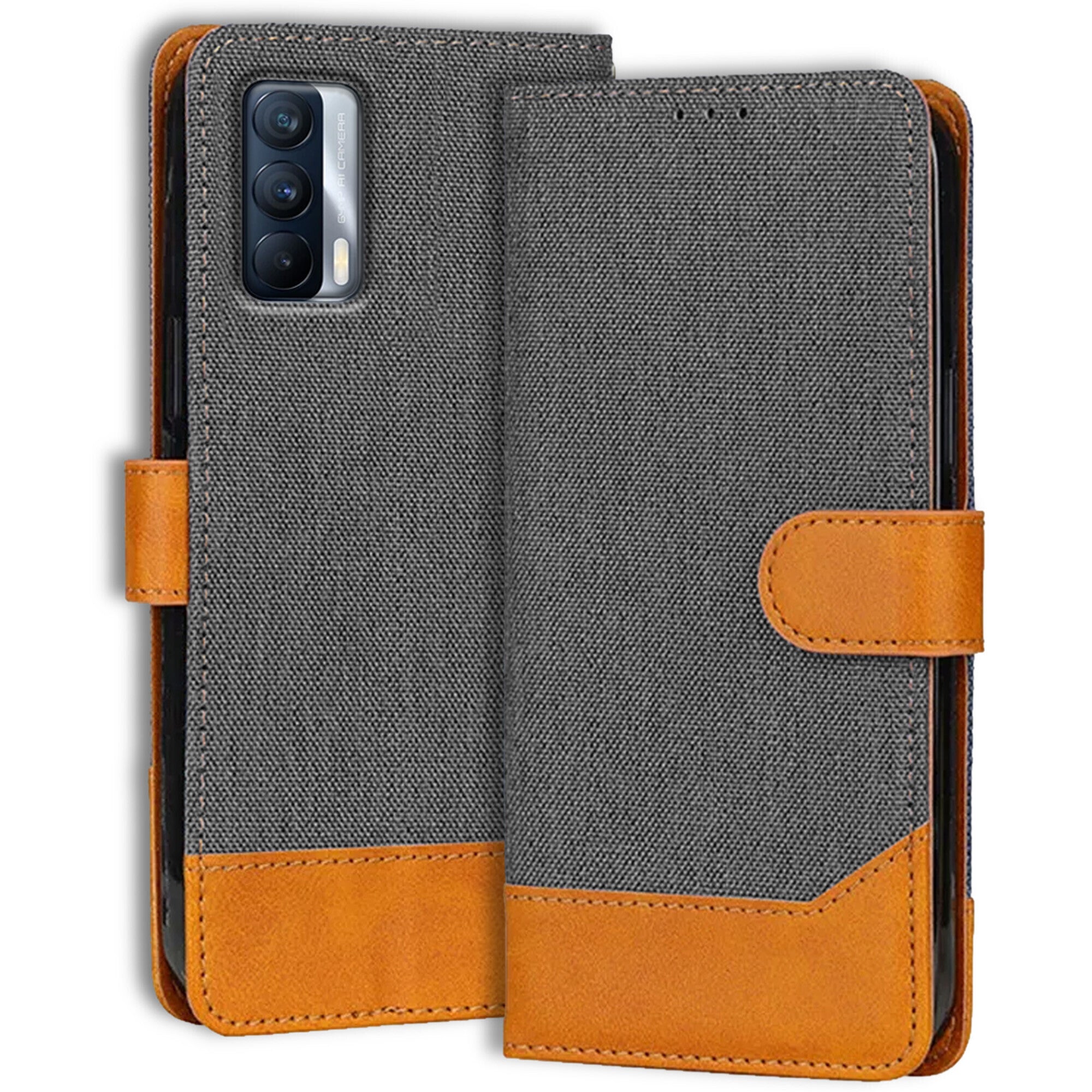 Accesorios Realme X7 denim flip cover – Grey – Image 1 #color_grey