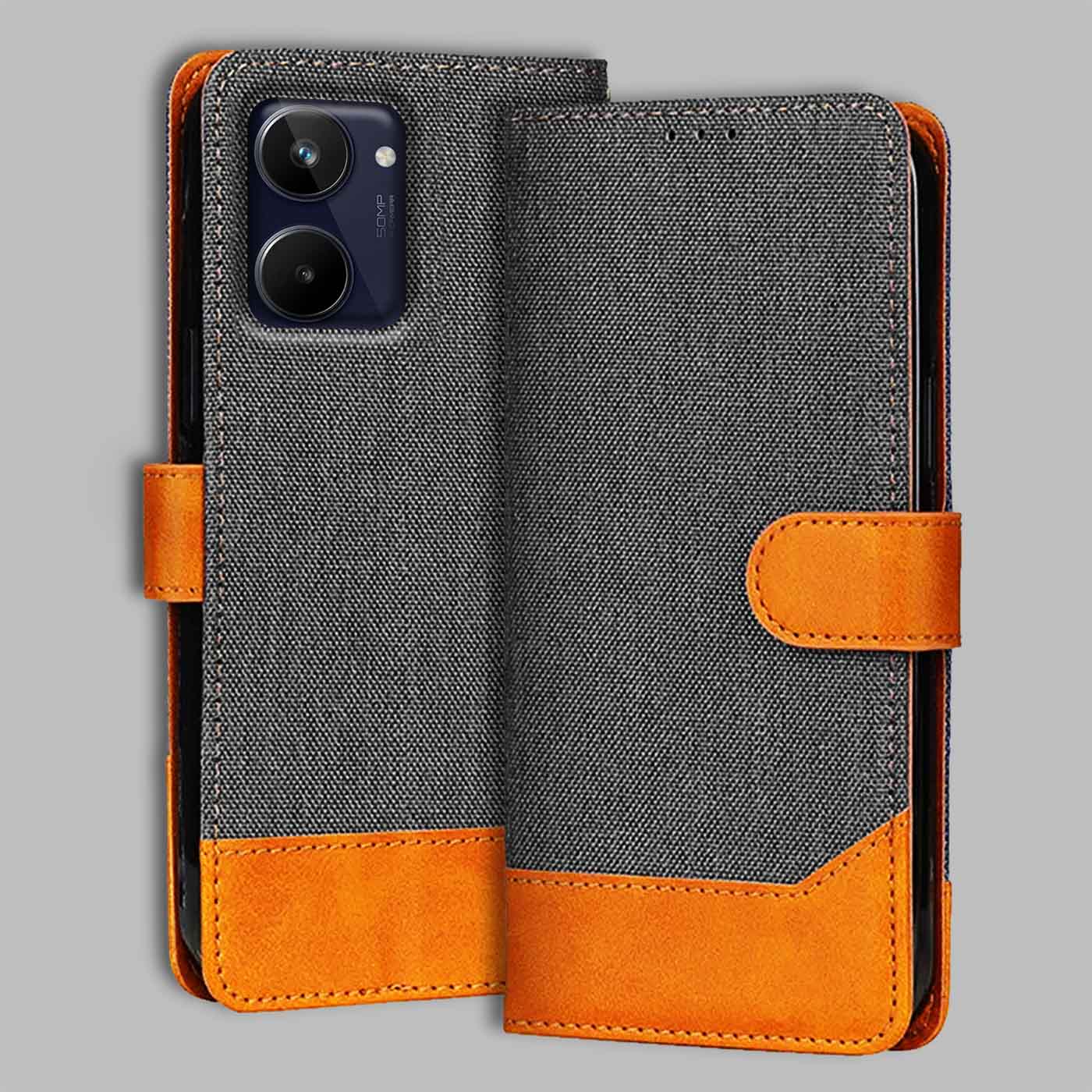 Accesorios Realme 10 denim flip cover – Grey – Image 1 #color_