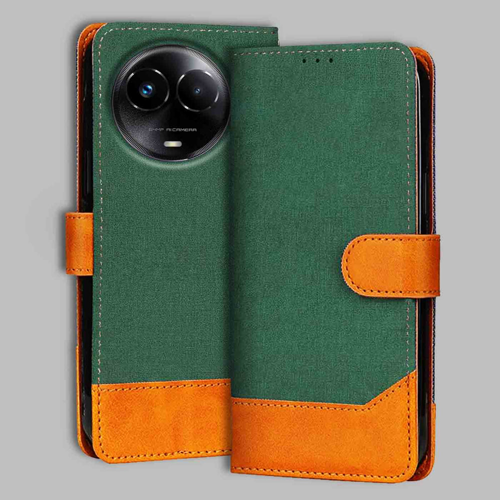 Realme 11X 5G flip cover in Green — front view by Accesorios