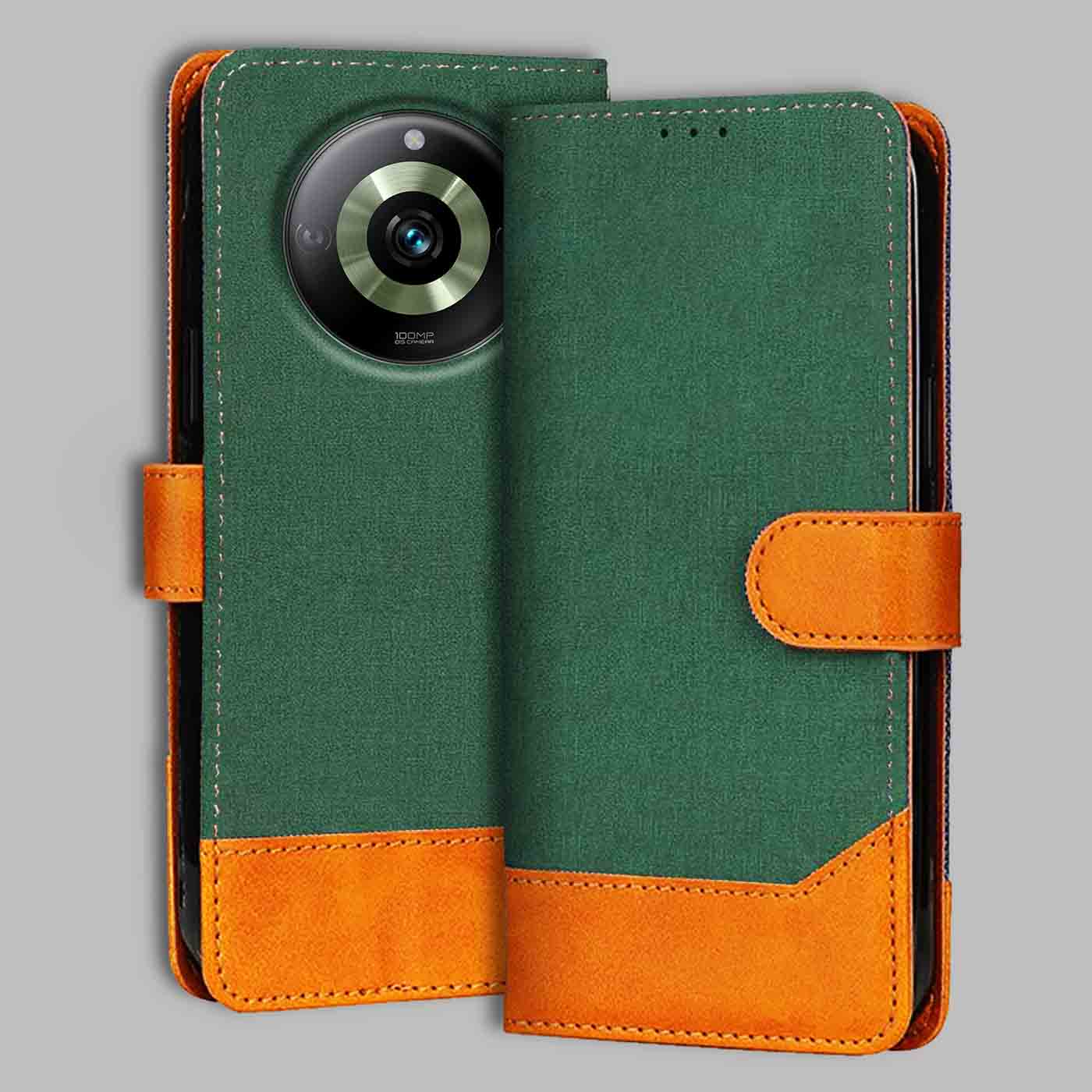 Realme 11 Pro 5G flip cover in Green — front view by Accesorios