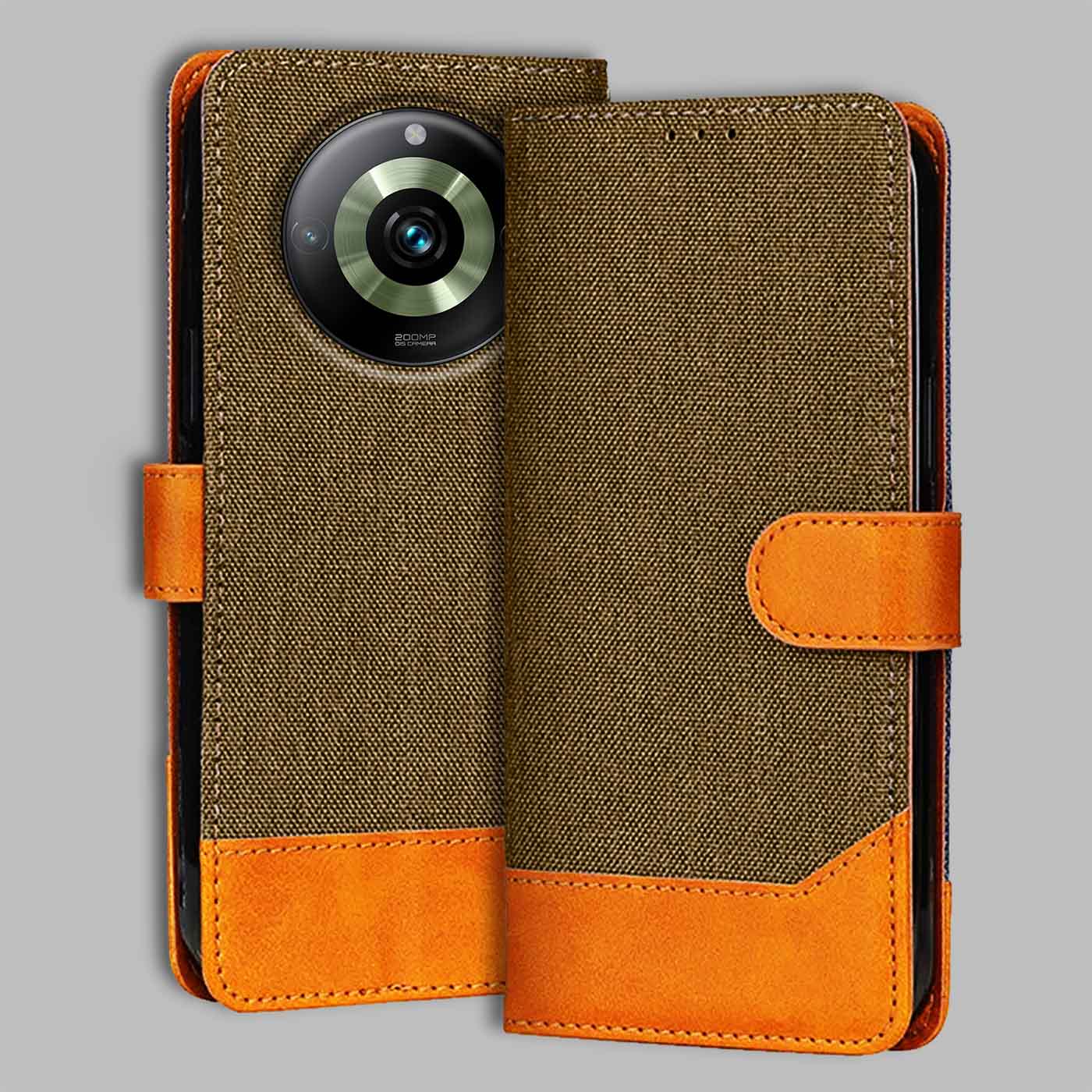 Realme 11 Pro Plus 5G flip cover in Dark Brown — front view by Accesorios