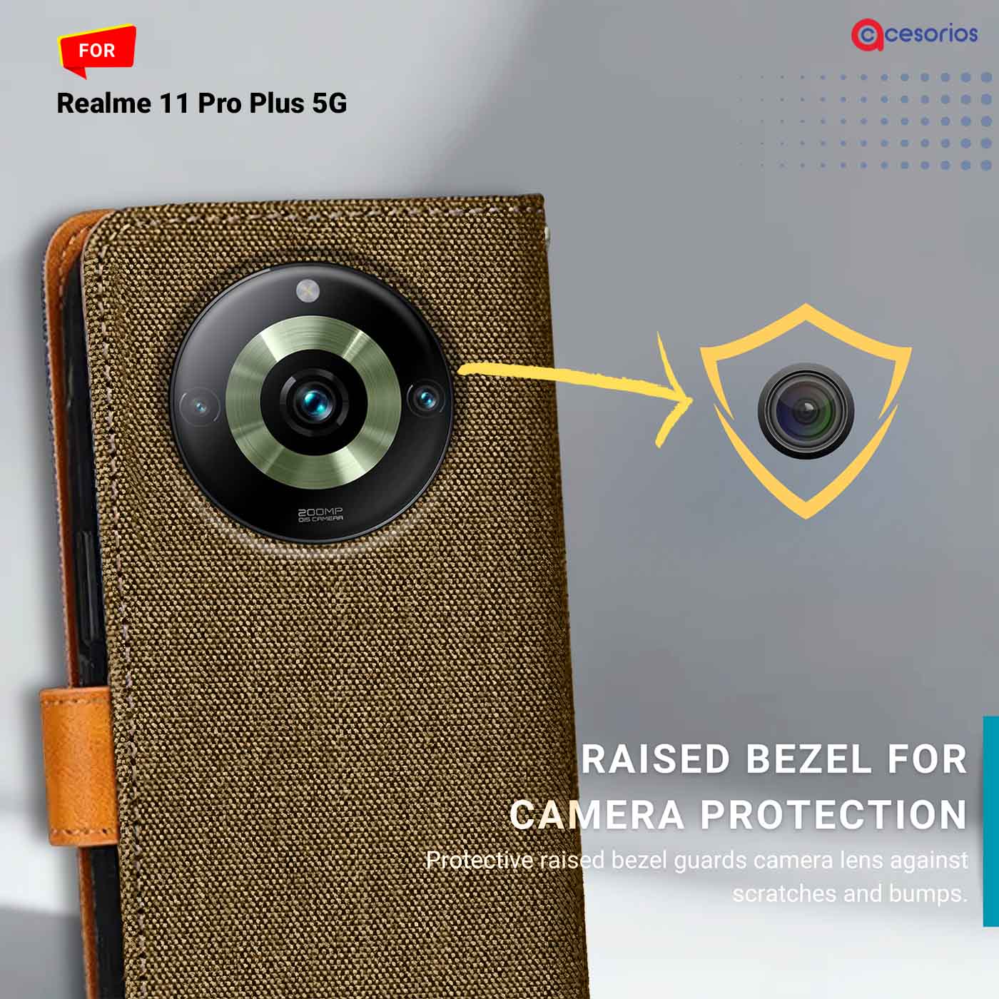 Denim & Leather back panel — Realme 11 Pro Plus 5G in Dark Brown mobile case