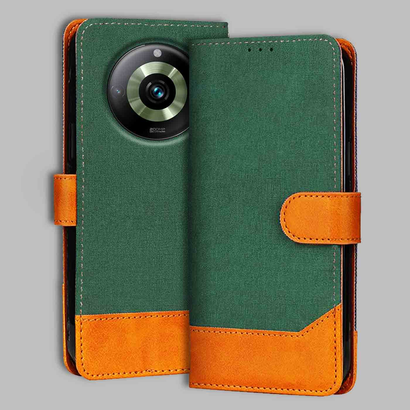 Realme 11 Pro Plus 5G flip cover in Green — front view by Accesorios