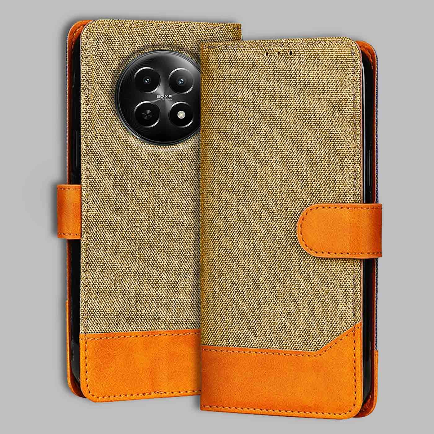 Accesorios Realme 12X denim flip cover – Light Brown – Image 1 #color_light b
