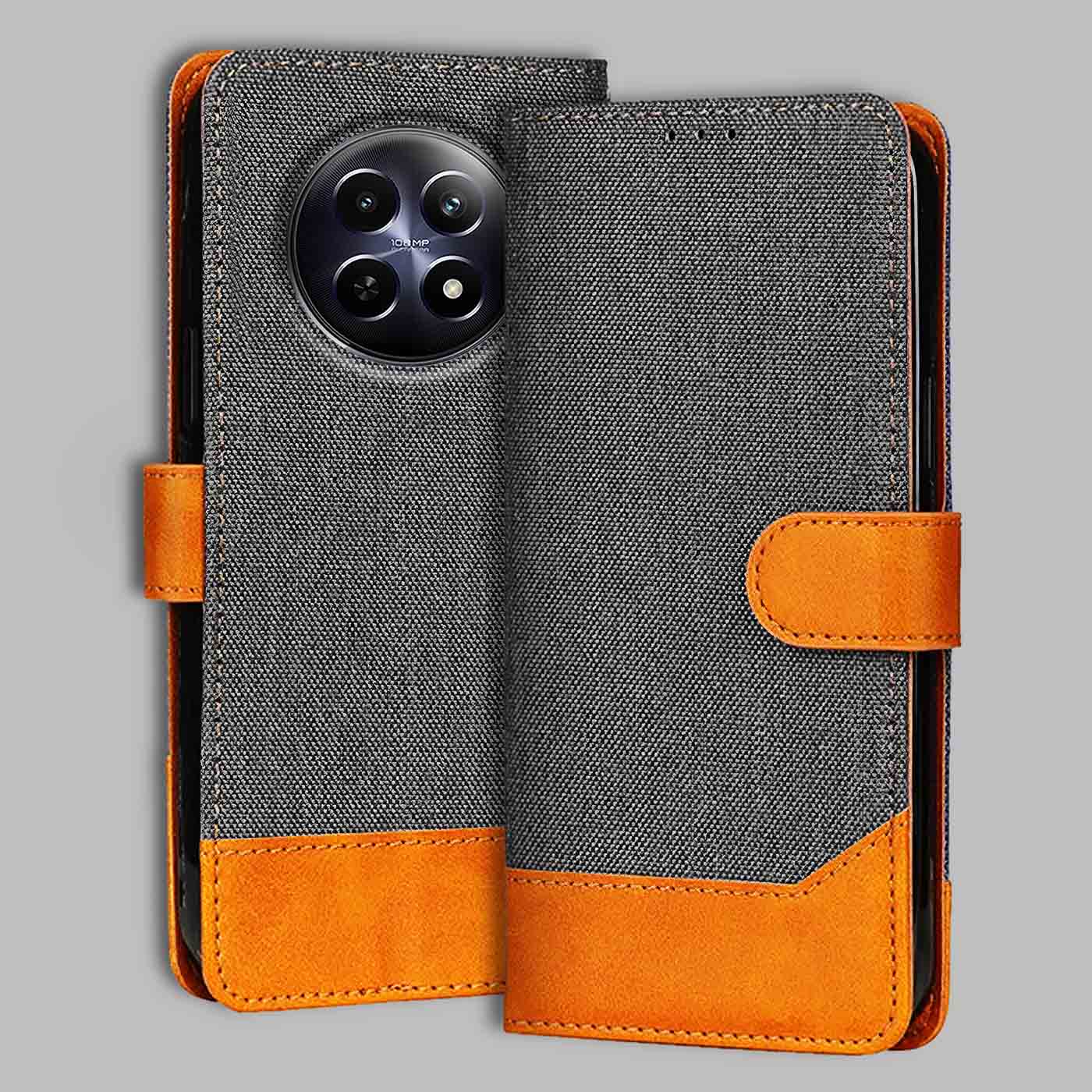 Accesorios Realme 12 5G denim flip cover – Grey – Image 1 #color_