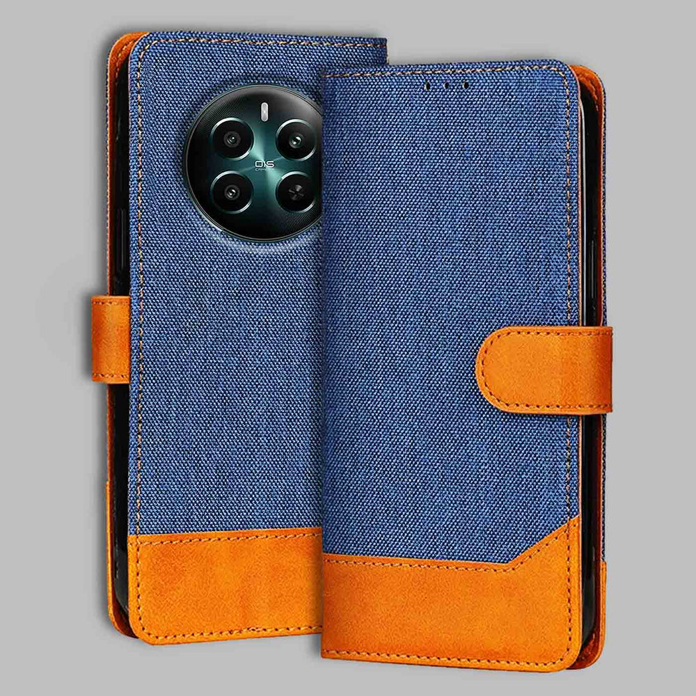 Realme 12 Plus 5G flip cover in Blue — front view by Accesorios
