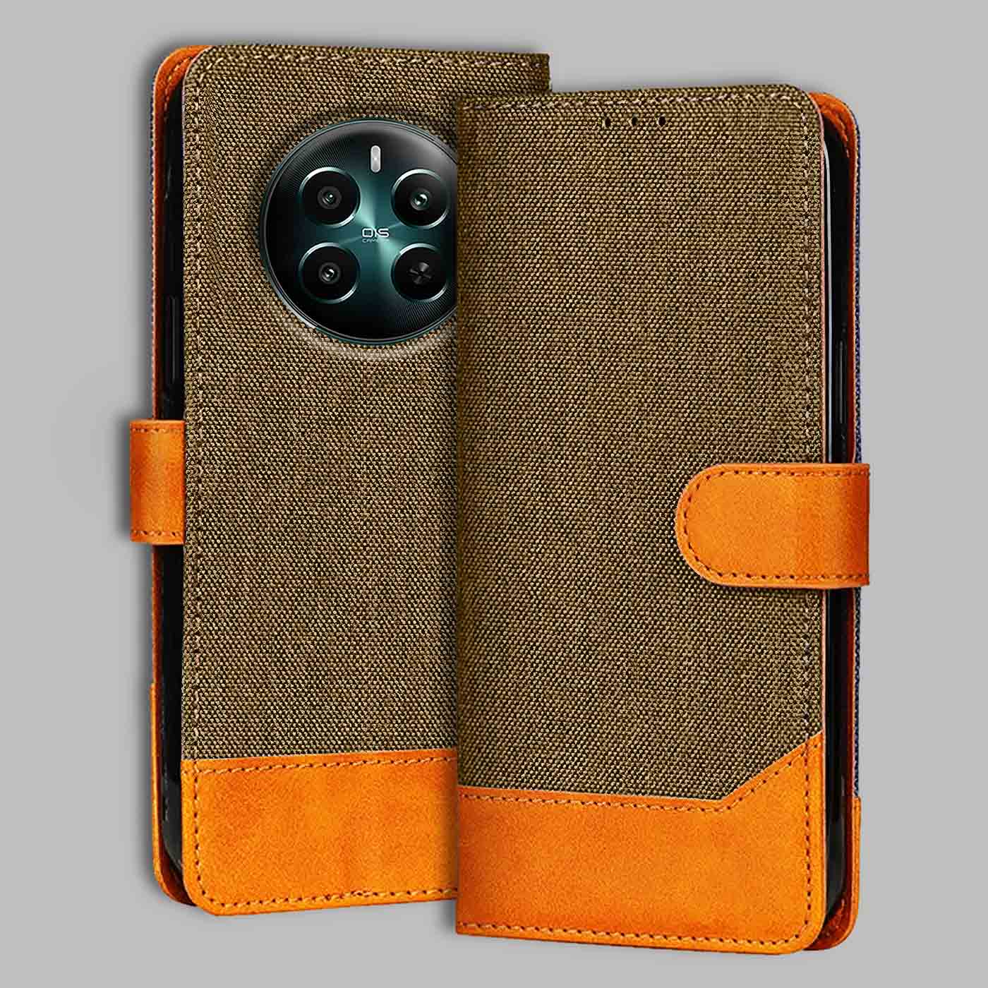 Accesorios Realme 12 Plus 5G denim flip cover – Dark Brown – Image 1 #color_dark b