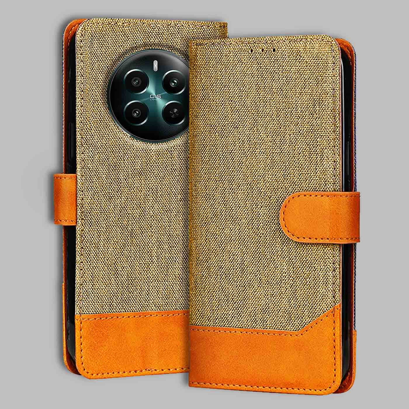 Accesorios Realme 12 Plus 5G denim flip cover – Light Brown – Image 1 #color_light b