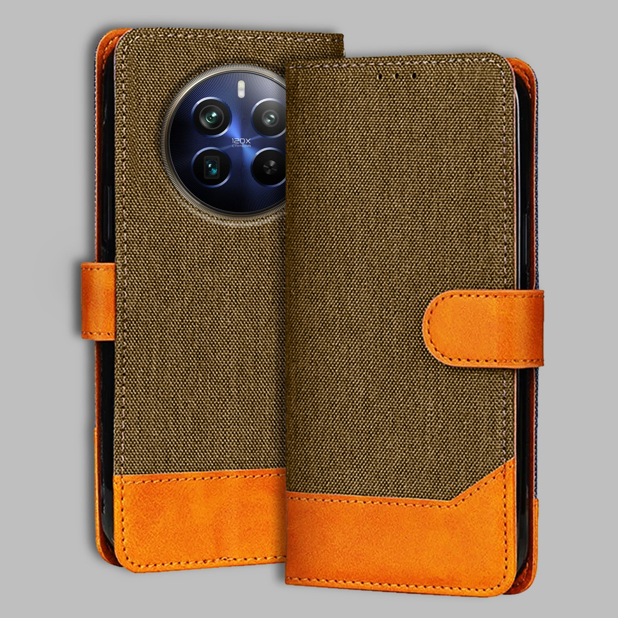 Accesorios Realme 12 Pro 5G denim flip cover – Dark Brown – Image 1 #color_dark b