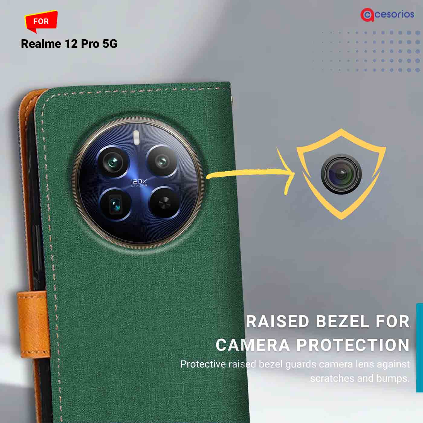 Accesorios Realme 12 Pro 5G denim flip cover – Green – Image 2 #color_g
