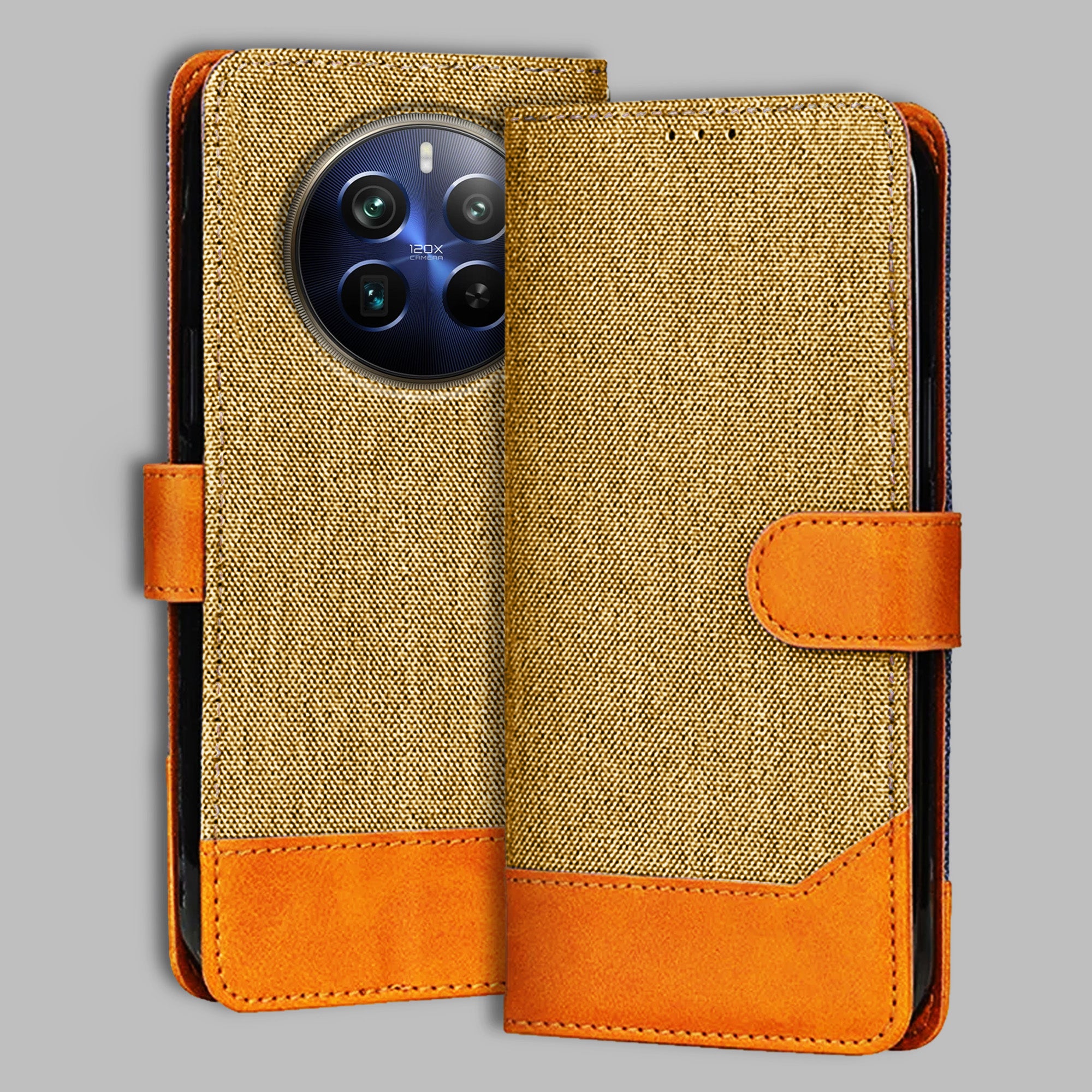 Accesorios Realme 12 Pro 5G denim flip cover – Light Brown – Image 1 #color_light b
