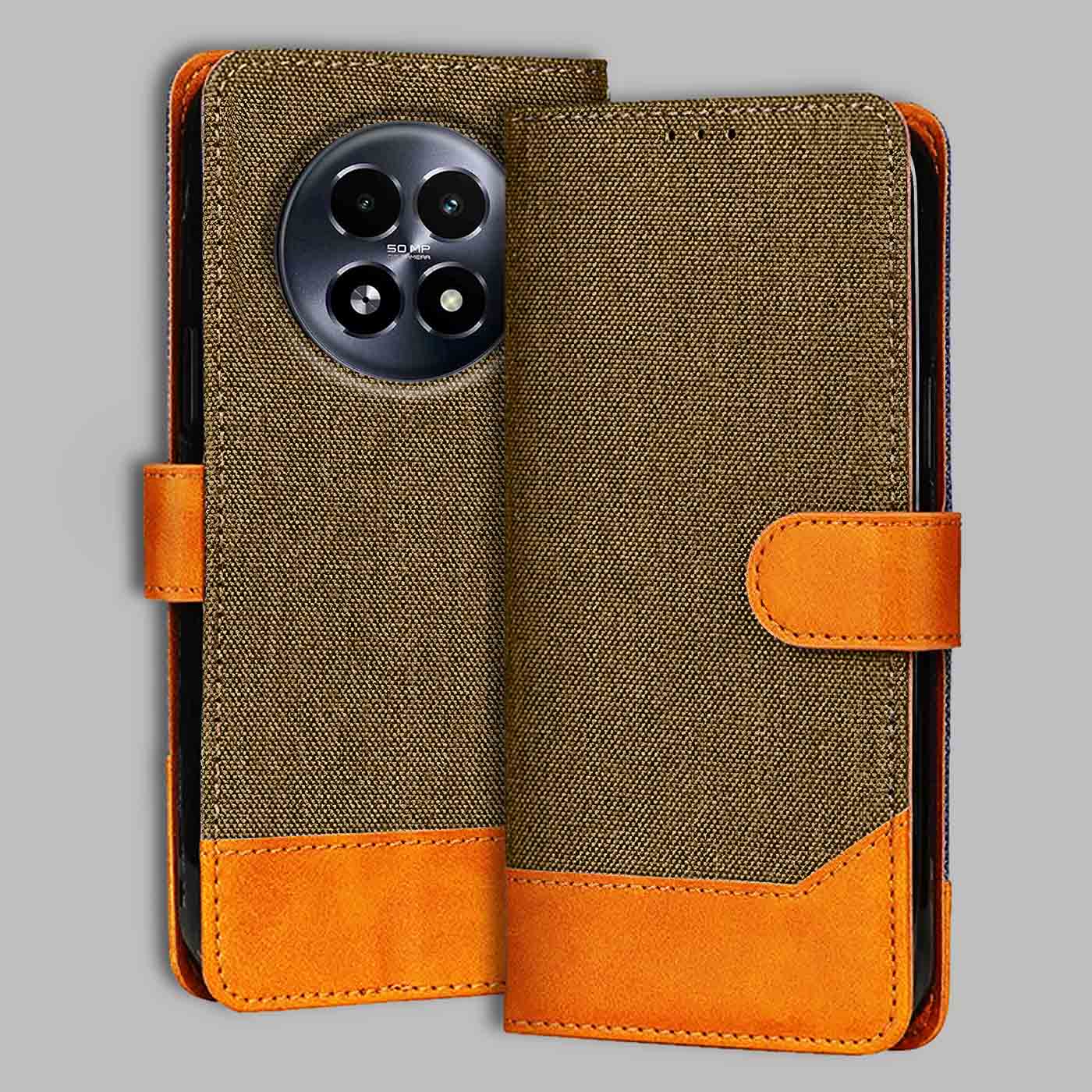 Accesorios Realme 13 5G denim flip cover – Dark Brown – Image 1 #color_dark b