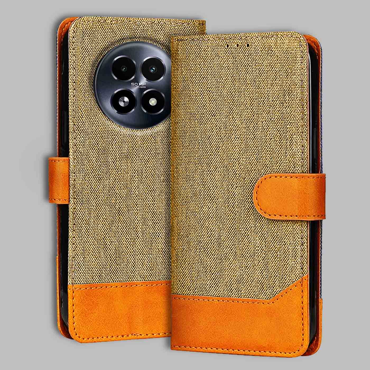 Accesorios Realme 13 5G denim flip cover – Light Brown – Image 1 #color_light b