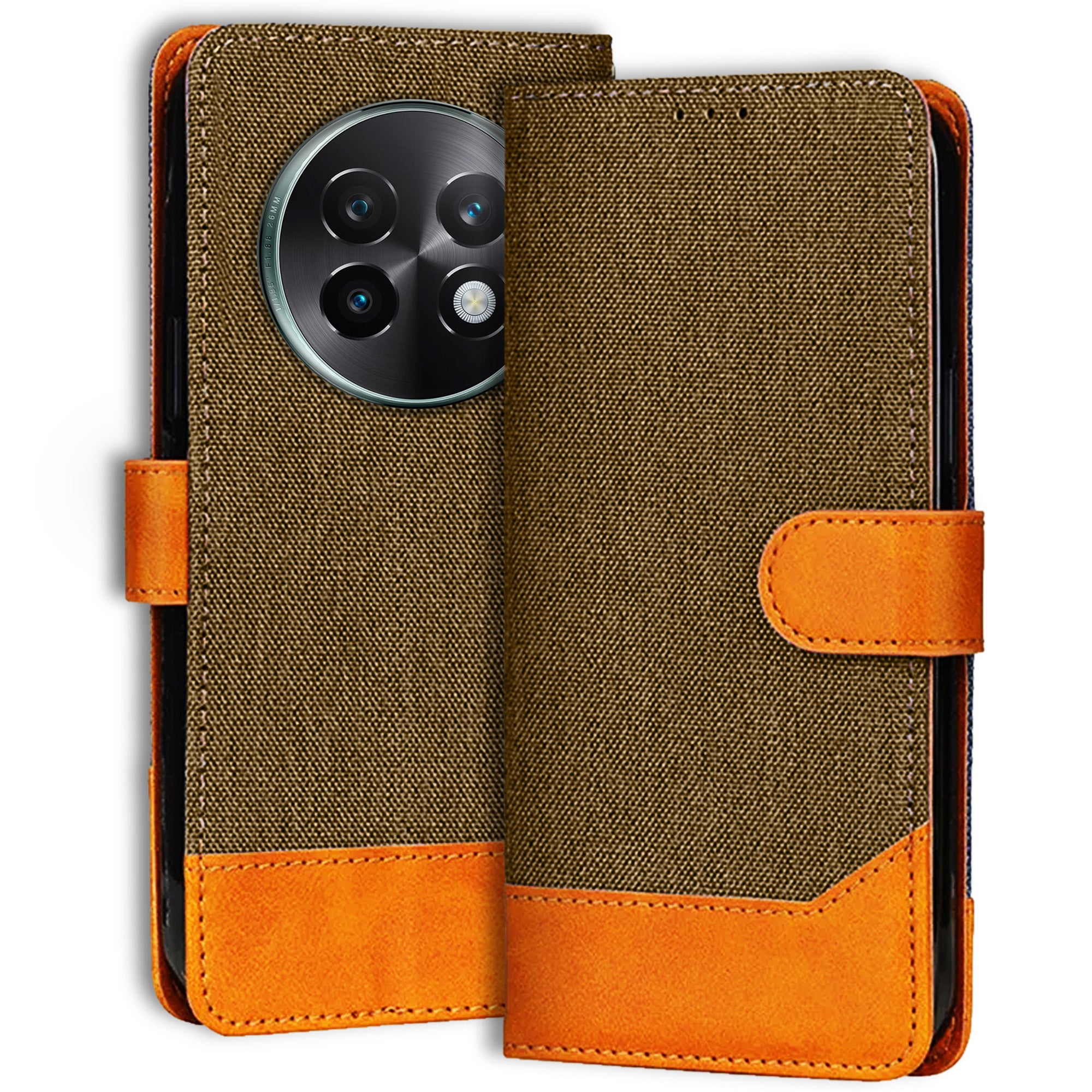 Accesorios Realme 13 Plus 5G denim flip cover – Dark Brown – Image 1 #color_dark brown
