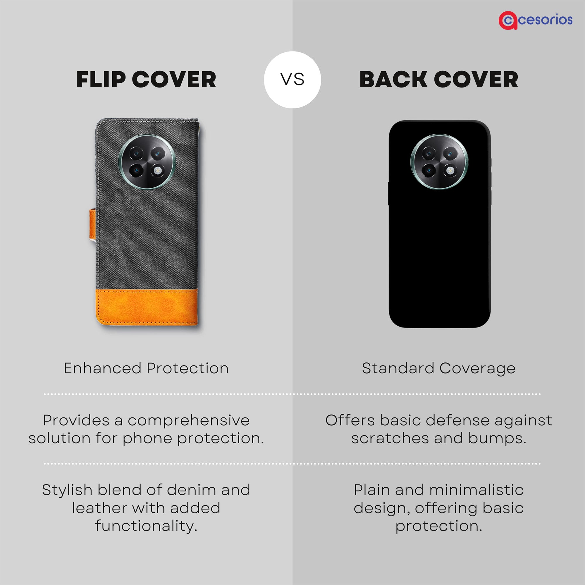 Accesorios Realme 13 Plus 5G denim flip cover – Grey – Image 8 #color_grey
