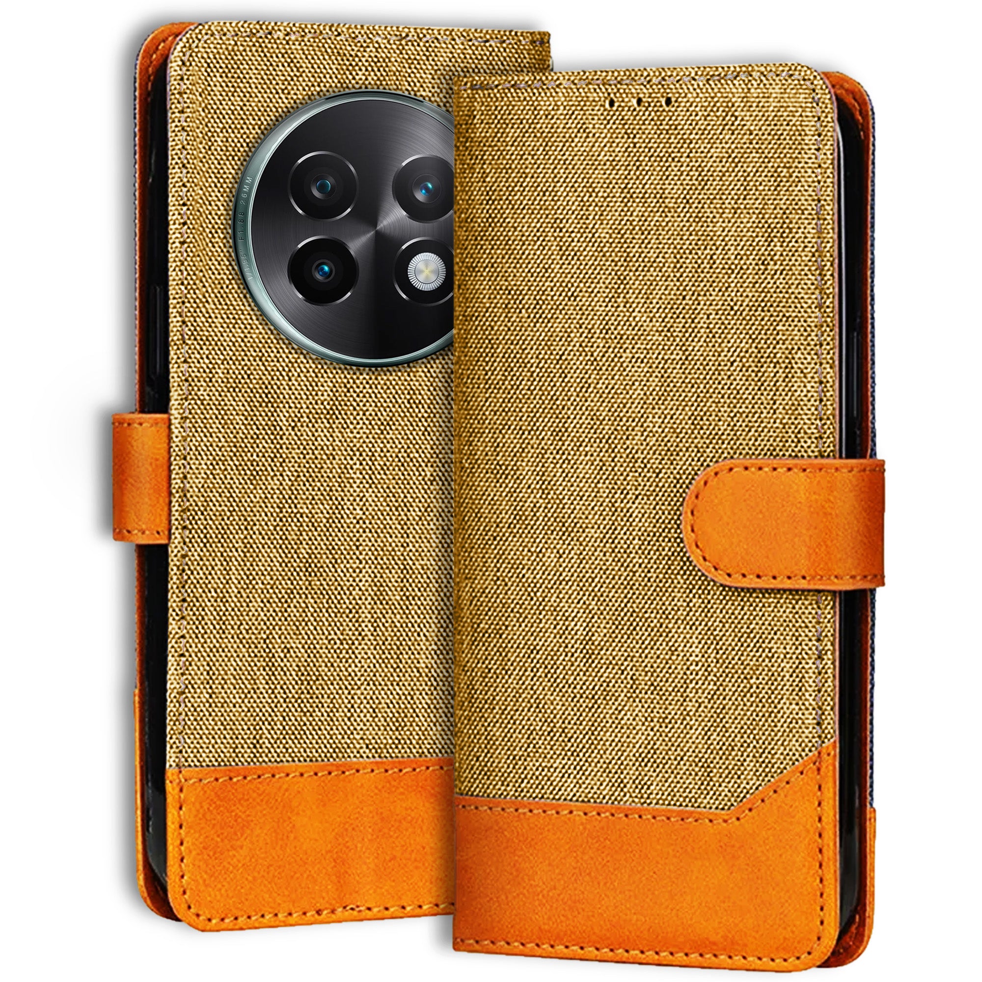 Accesorios Realme 13 Plus 5G denim flip cover – Light Brown – Image 1 #color_light brown