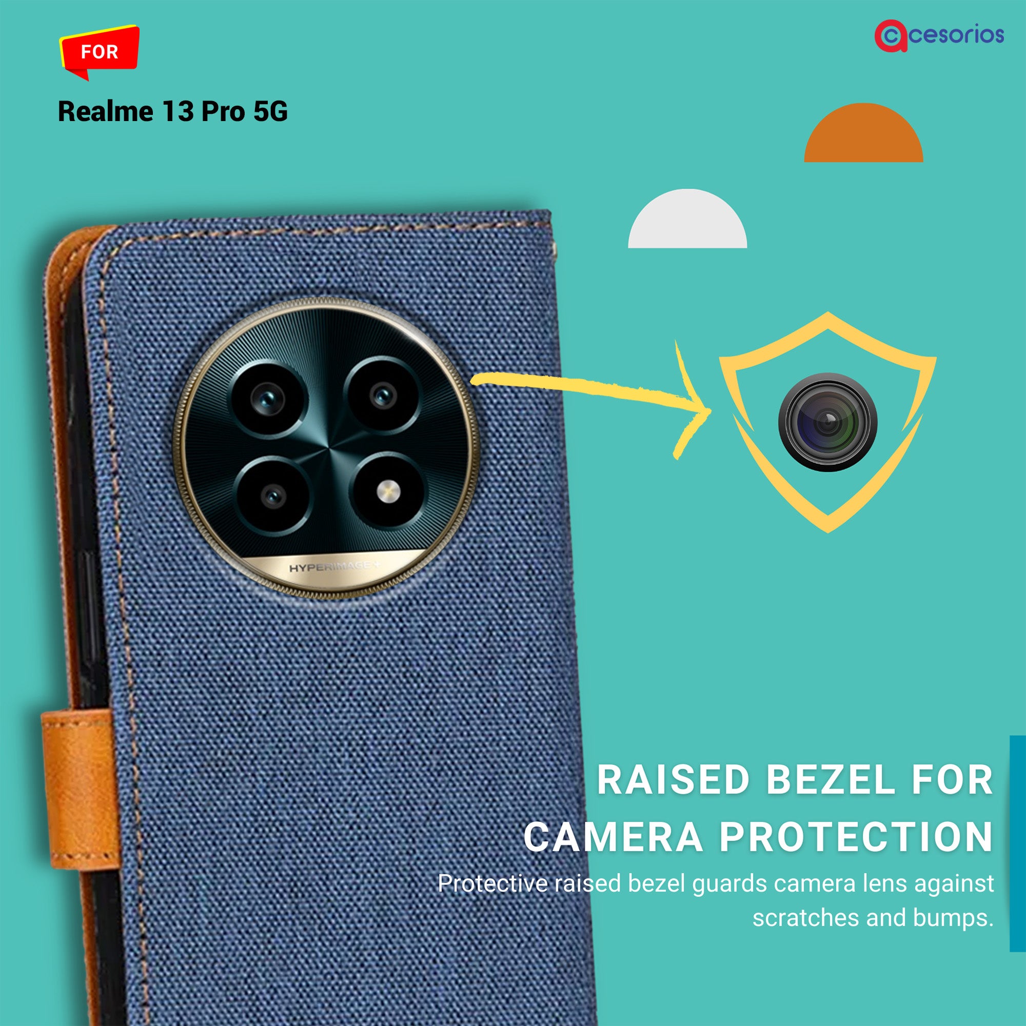 Accesorios Realme 13 Pro 5G denim flip cover – Blue – Image 2 #color_blue
