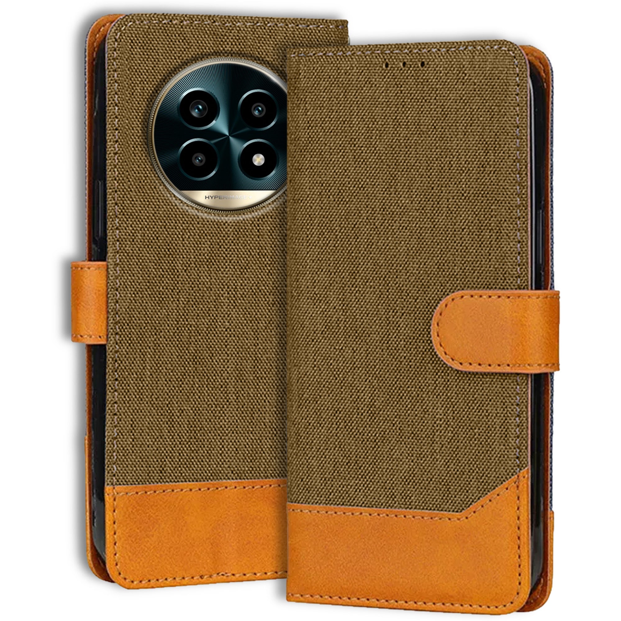Accesorios Realme 13 Pro 5G denim flip cover – Dark Brown – Image 1 #color_dark brown