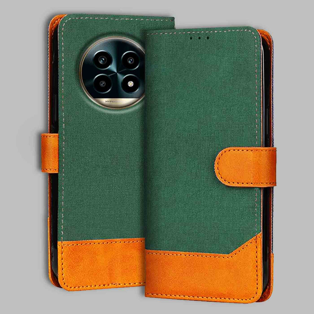Realme 13 Pro 5G flip cover in Green — front view by Accesorios
