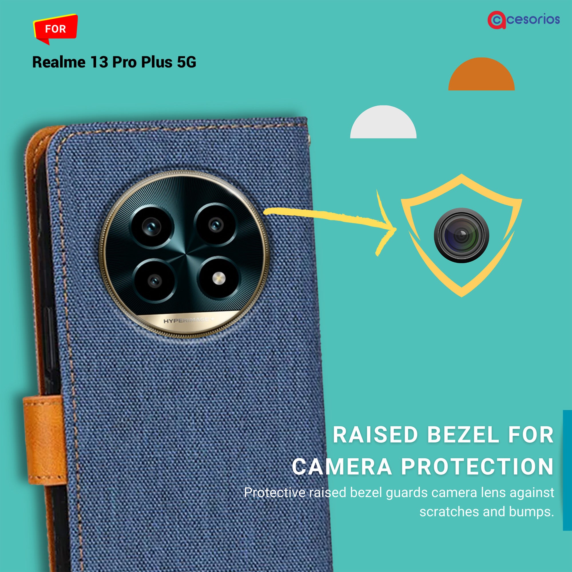 Accesorios Realme 13 Pro Plus 5G denim flip cover – Blue – Image 2 #color_blue