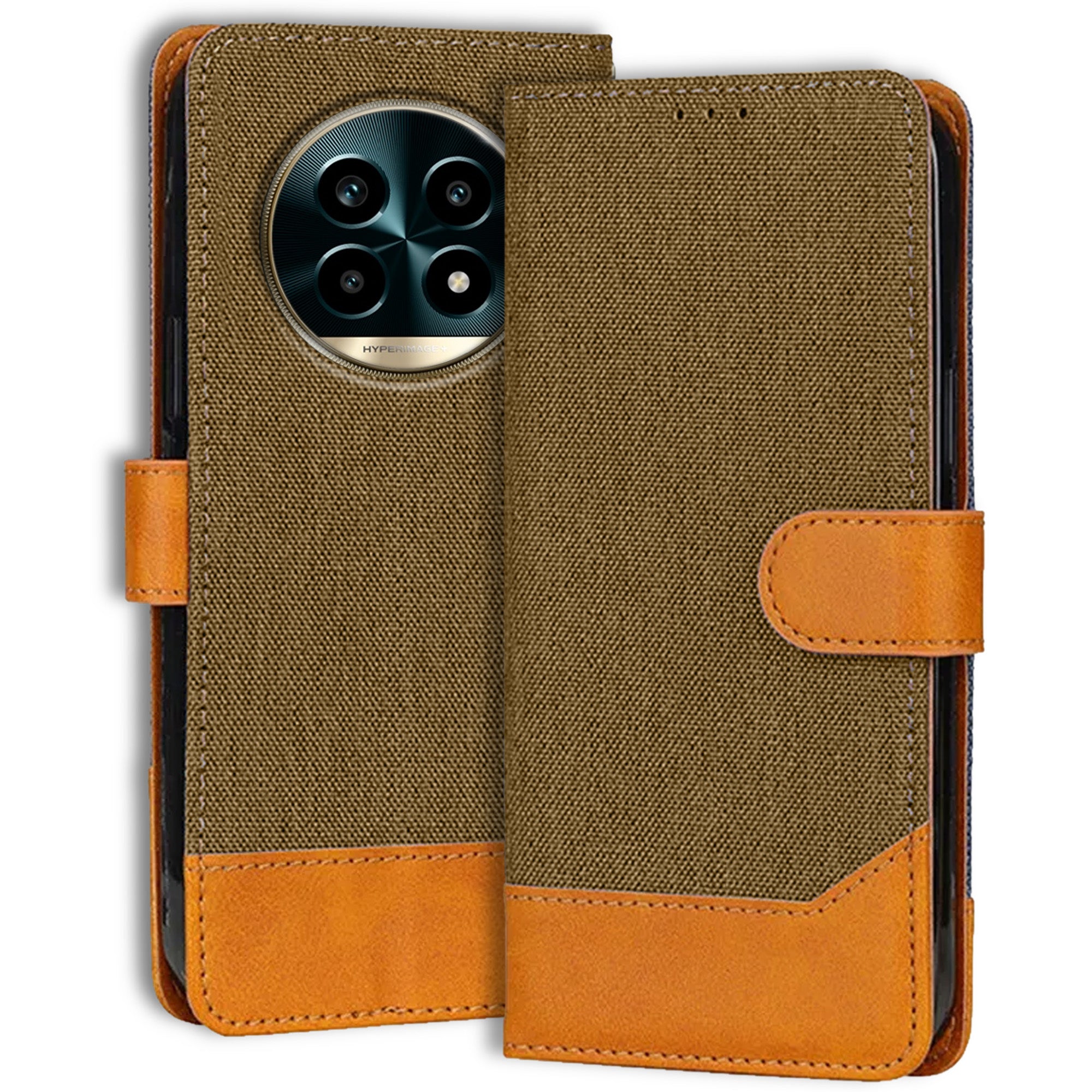 Accesorios Realme 13 Pro Plus 5G denim flip cover – Dark Brown – Image 1 #color_dark brown