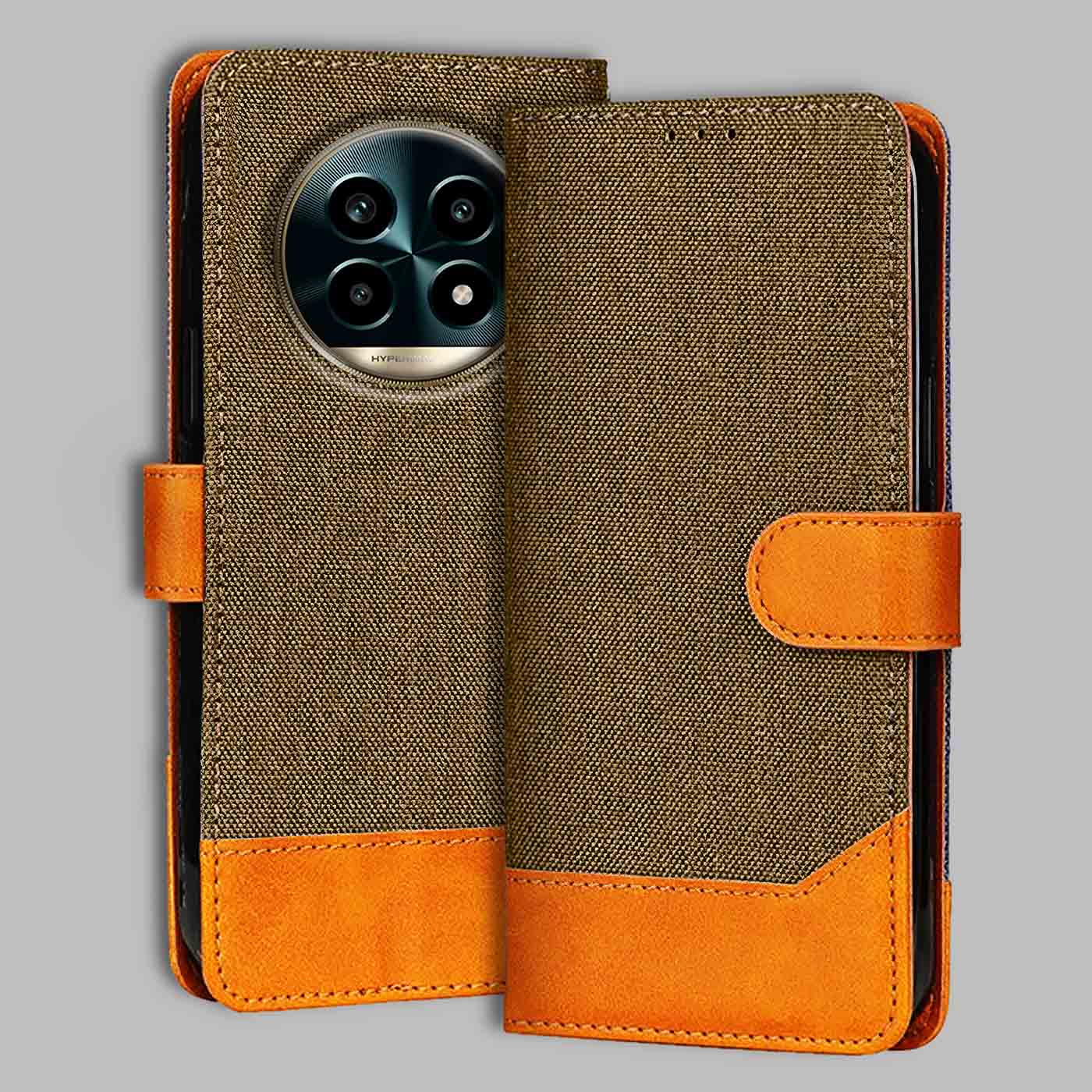 Realme 13 Pro Plus 5G flip cover in Dark Brown — front view by Accesorios