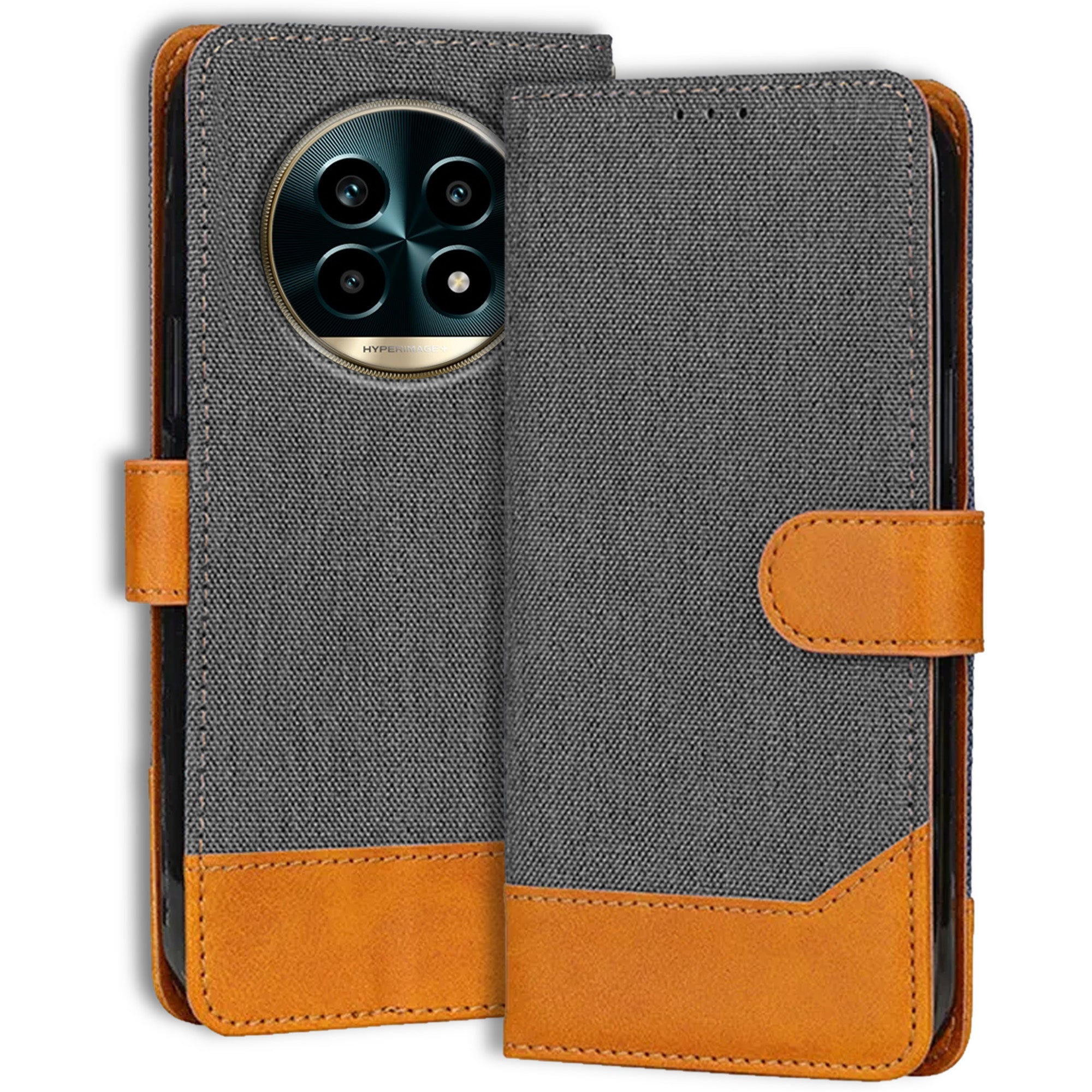 Accesorios Realme 13 Pro Plus 5G denim flip cover – Grey – Image 1 #color_grey