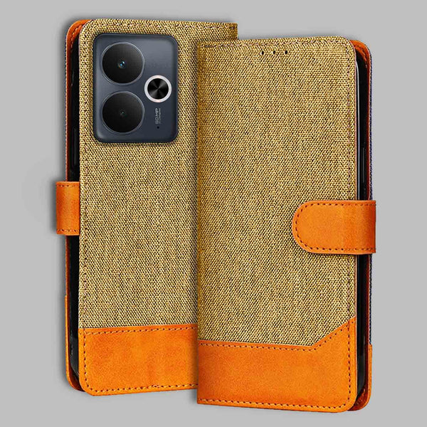 Realme 14T 5G Flip Cover — Denim, Camel Beige after a year of daily use