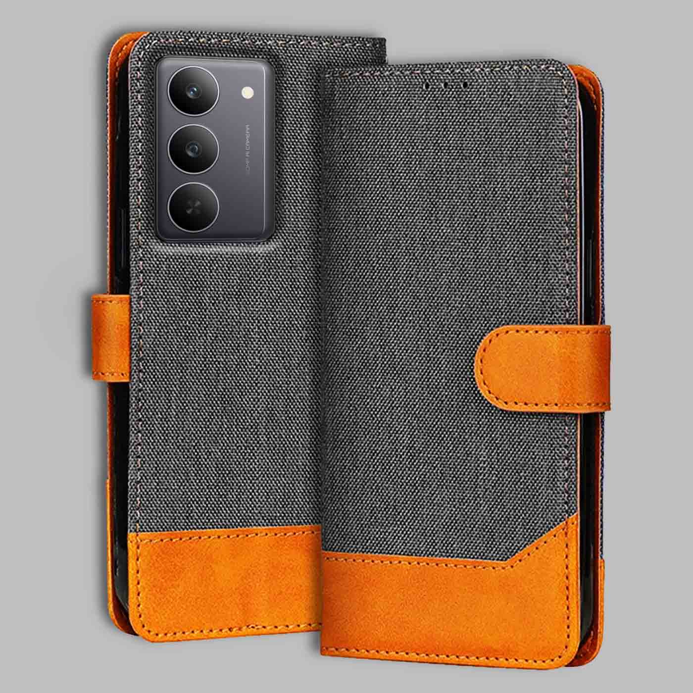 Accesorios Realme 14X 5G denim flip cover – Grey – Image 1 #color_