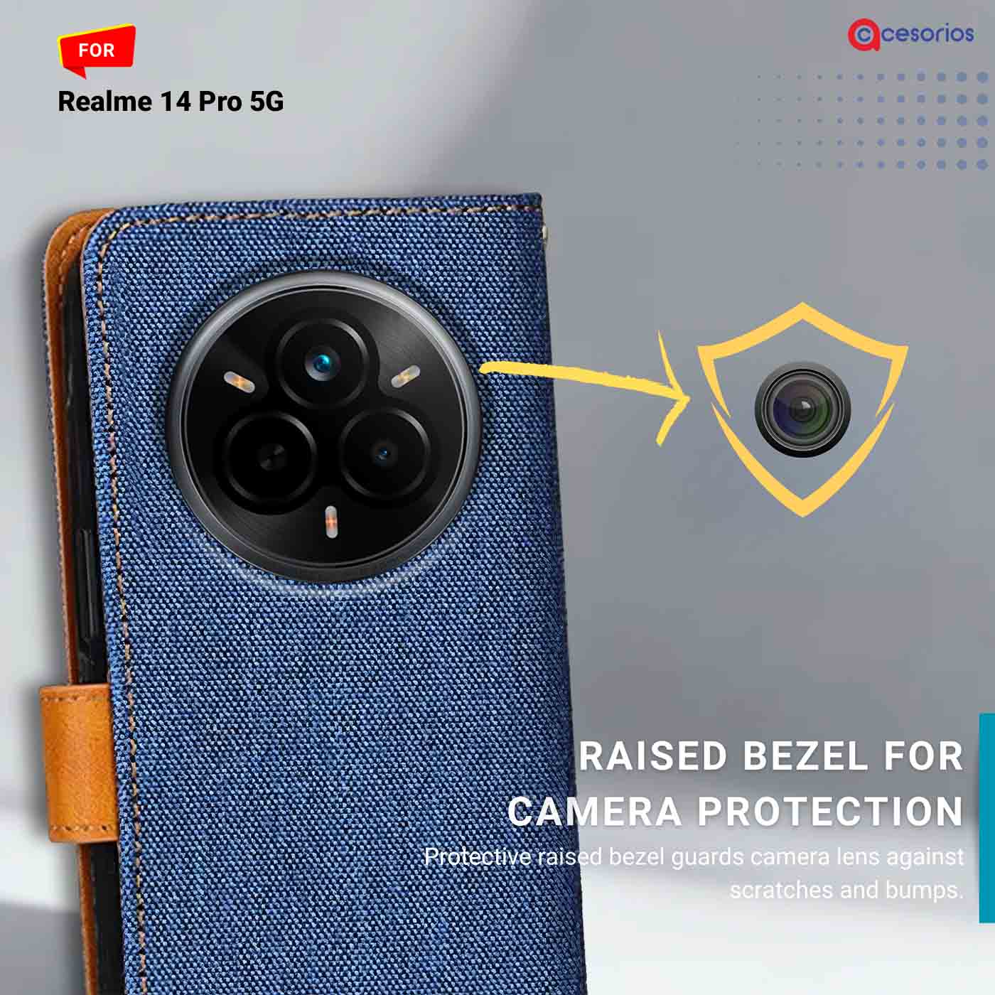 Accesorios Realme 14 Pro 5G denim flip cover – Blue – Image 2 #color_