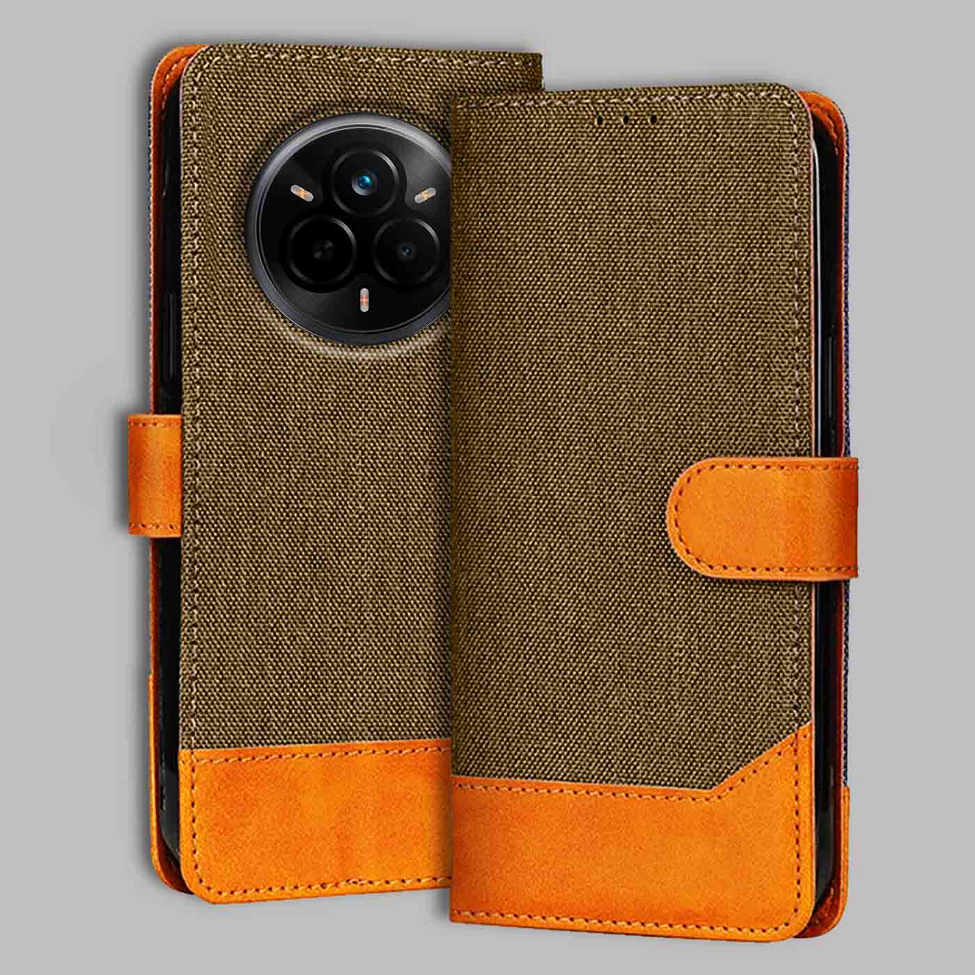 Accesorios Realme 14 Pro 5G denim flip cover – Dark Brown – Image 1 #color_dark b