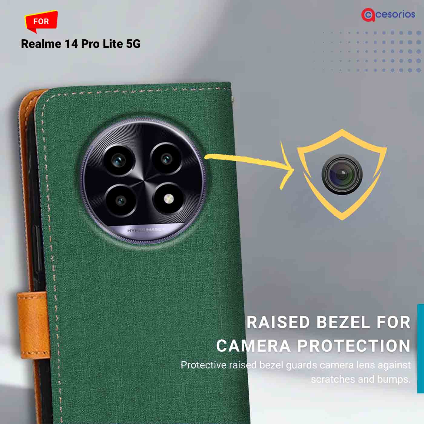 Canvas & Suede back panel — Realme 14 Pro Lite 5G in Green mobile case