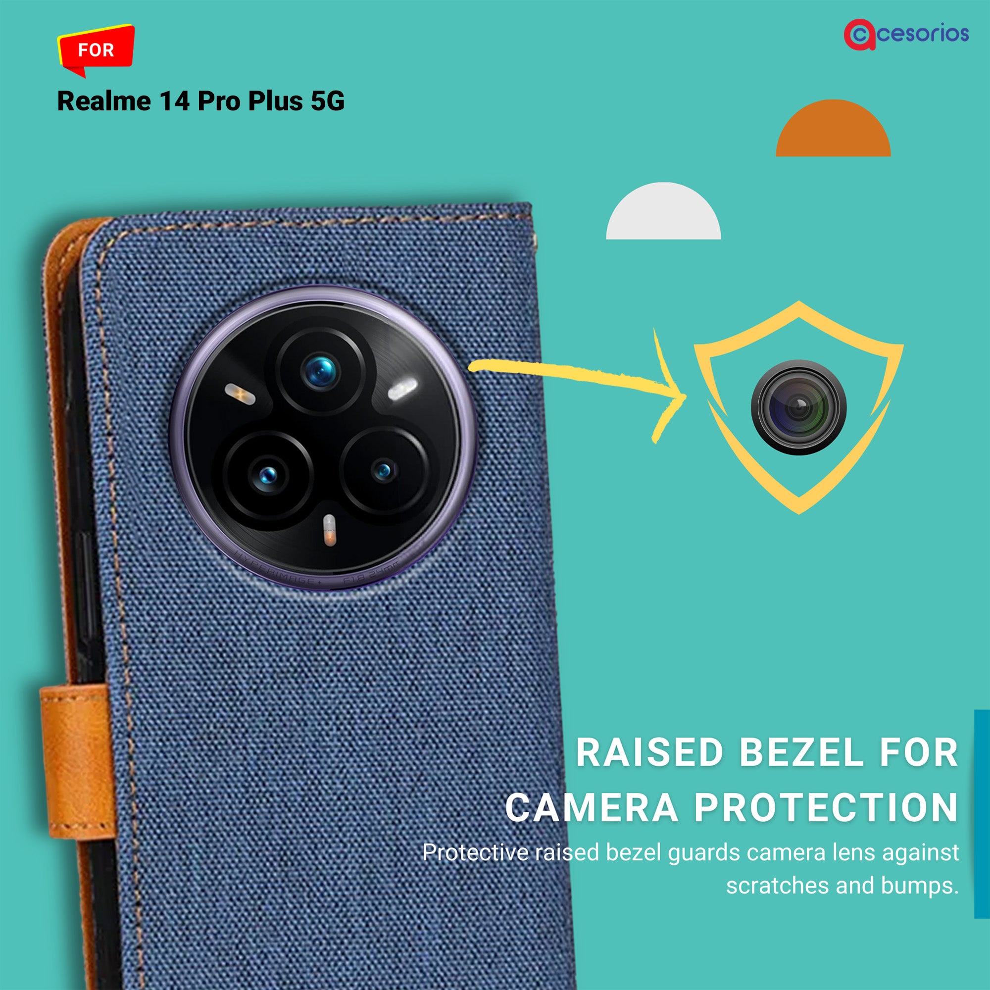Accesorios Realme 14 Pro Plus 5G denim flip cover – Blue – Image 2 #color_blue