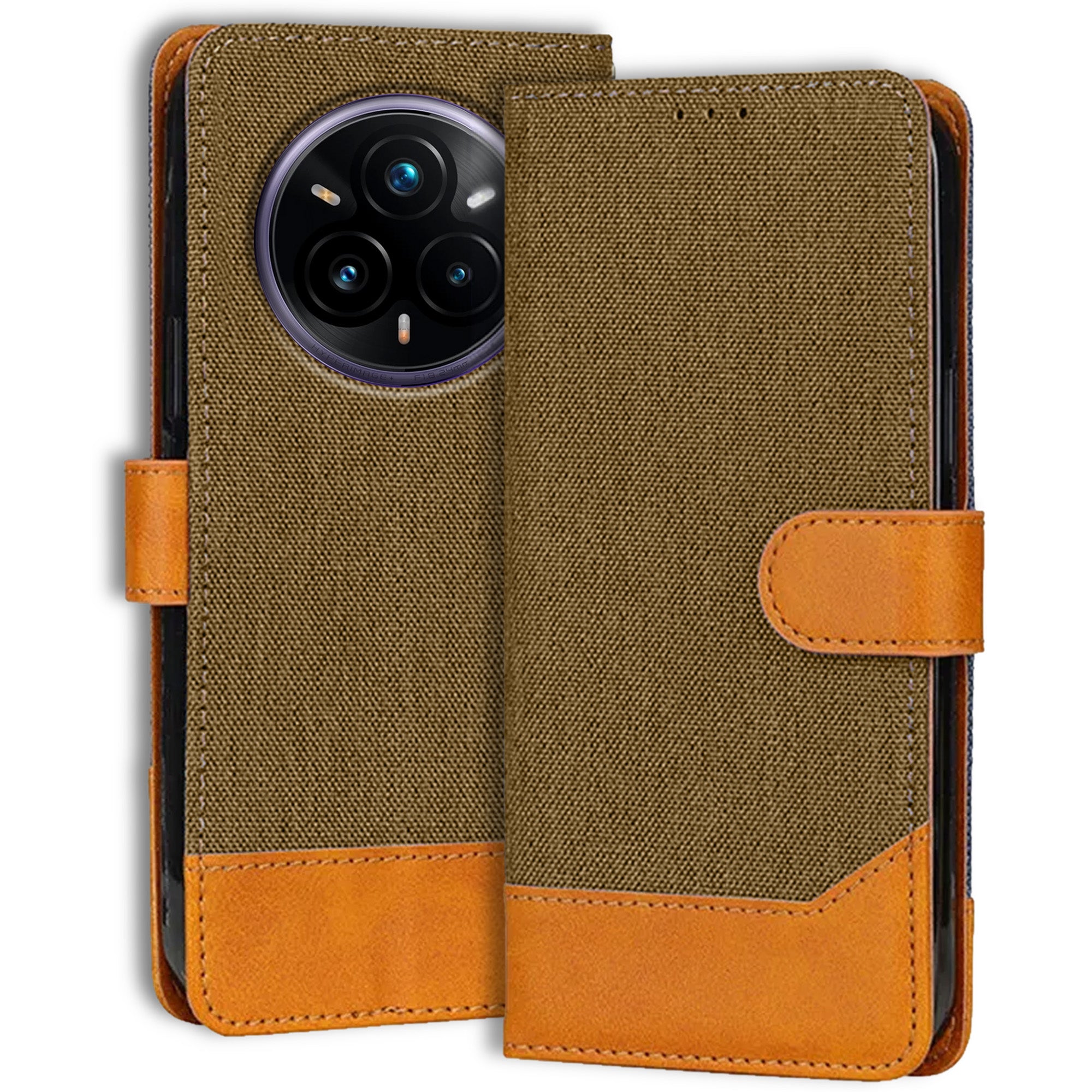 Accesorios Realme 14 Pro Plus 5G denim flip cover – Dark Brown – Image 1 #color_dark brown
