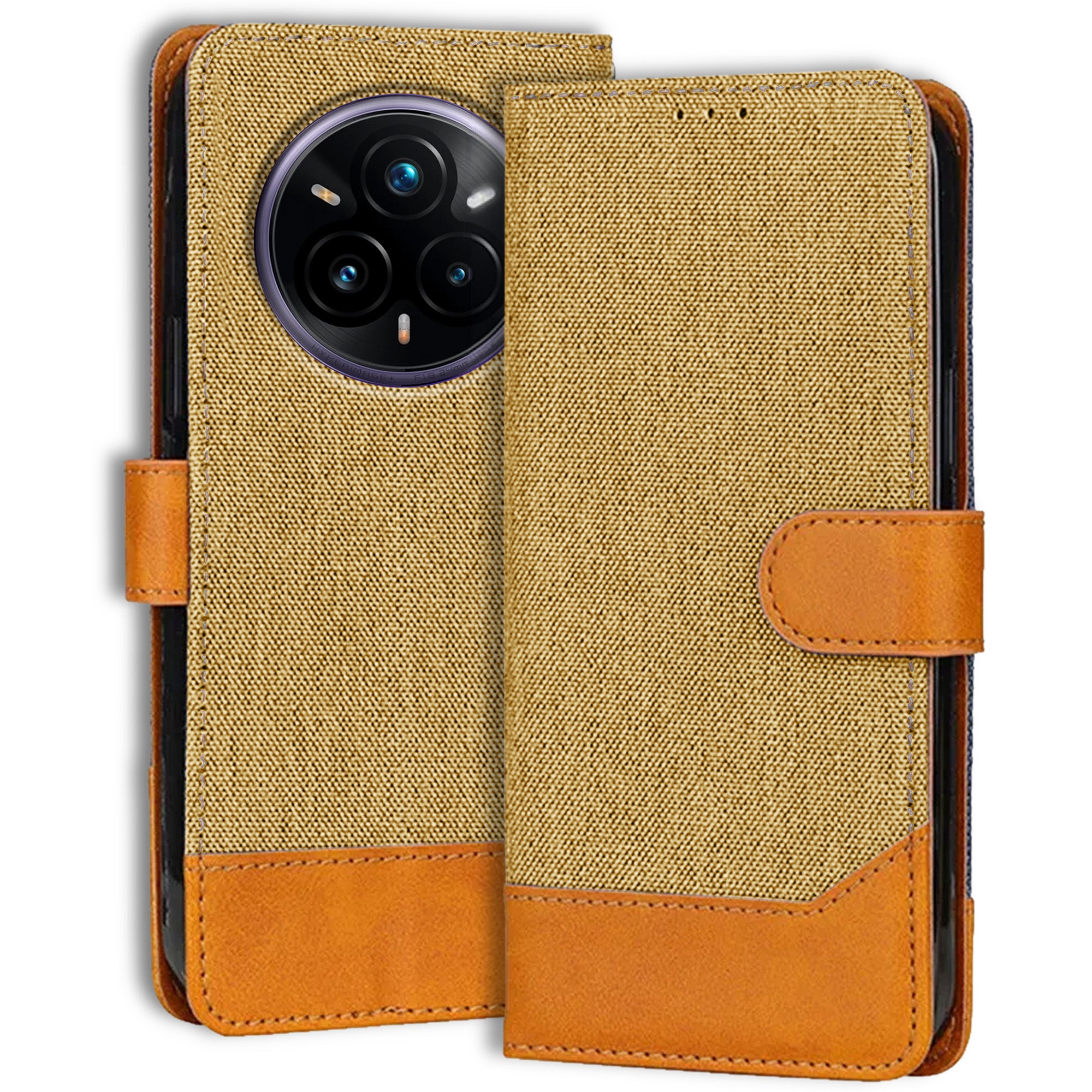 Accesorios Realme 14 Pro Plus 5G denim flip cover – Light Brown – Image 1 #color_light brown